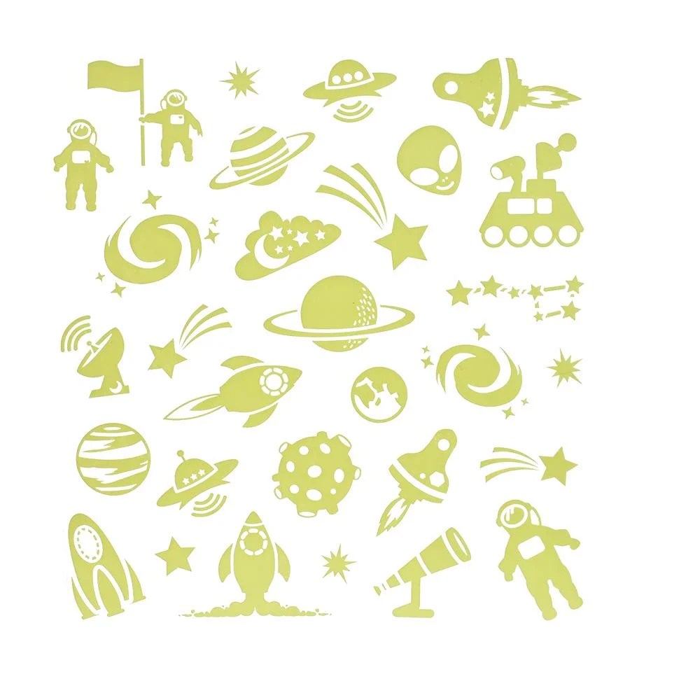 Glow In The Dark Outer Space Stickers, 30Piece