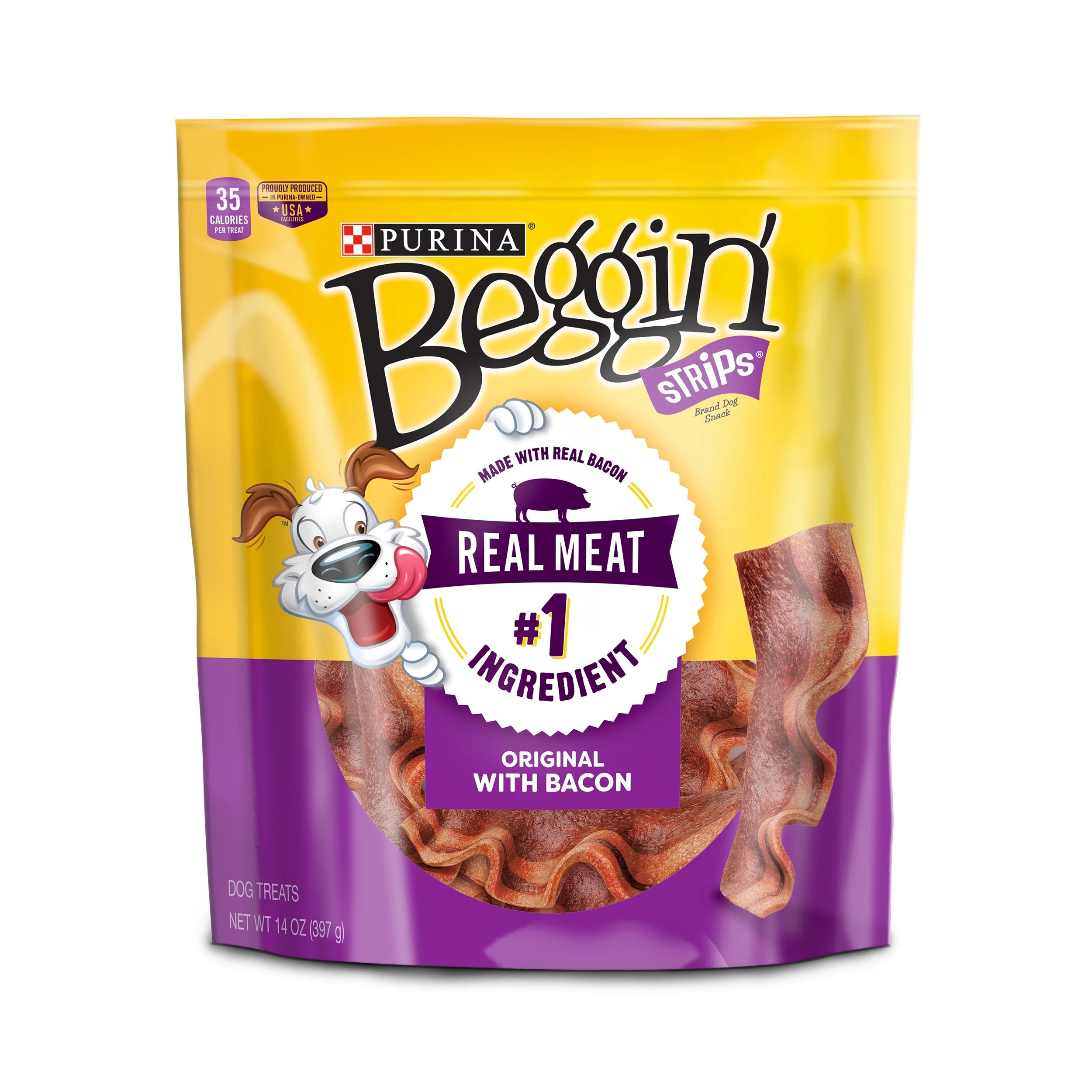 Purina Beggin' Strips Real Meat Dog Treats, Original With Bacon, 14 oz