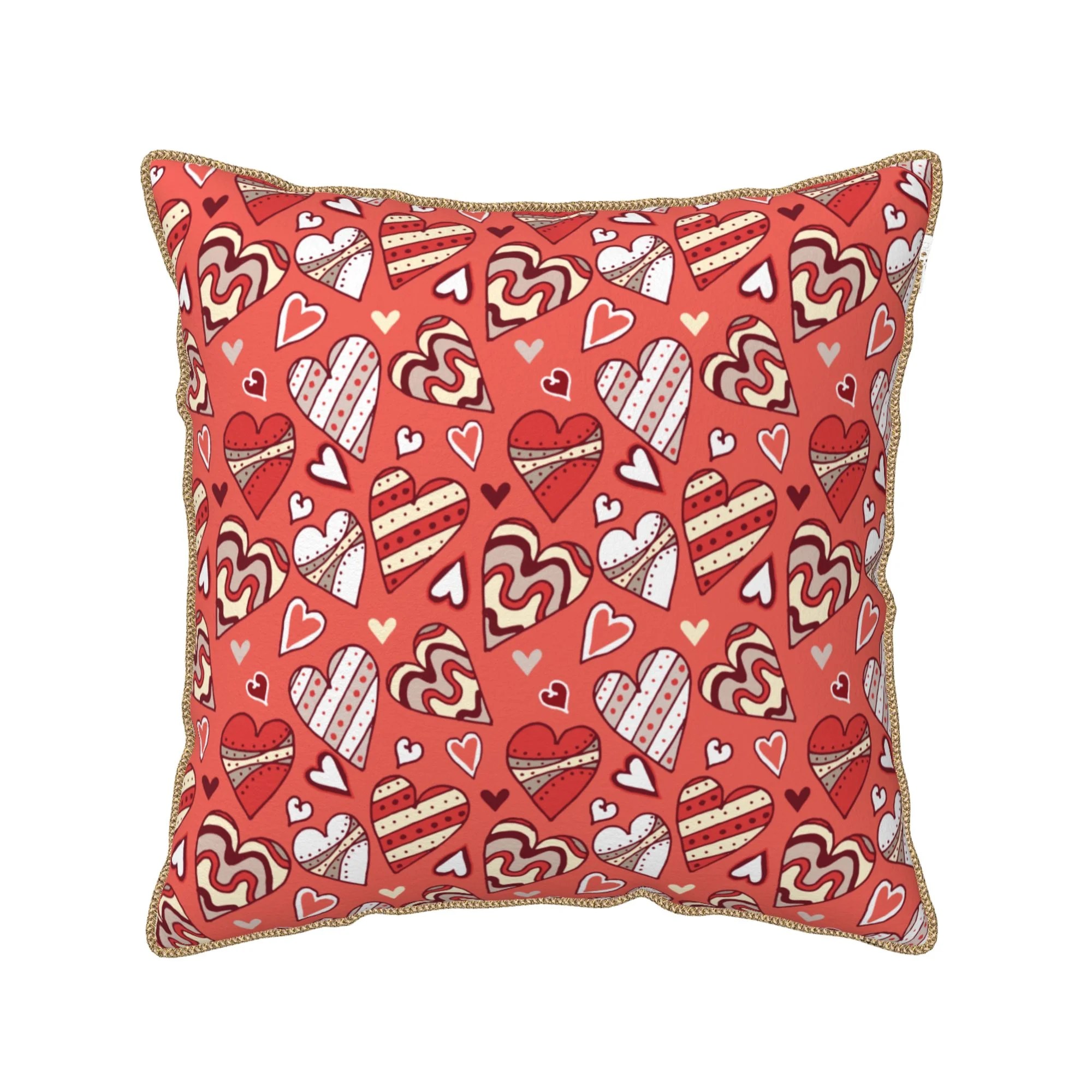 ZNDUO Red Heart Painting Pattern Throw Pillows for CouchIndoor