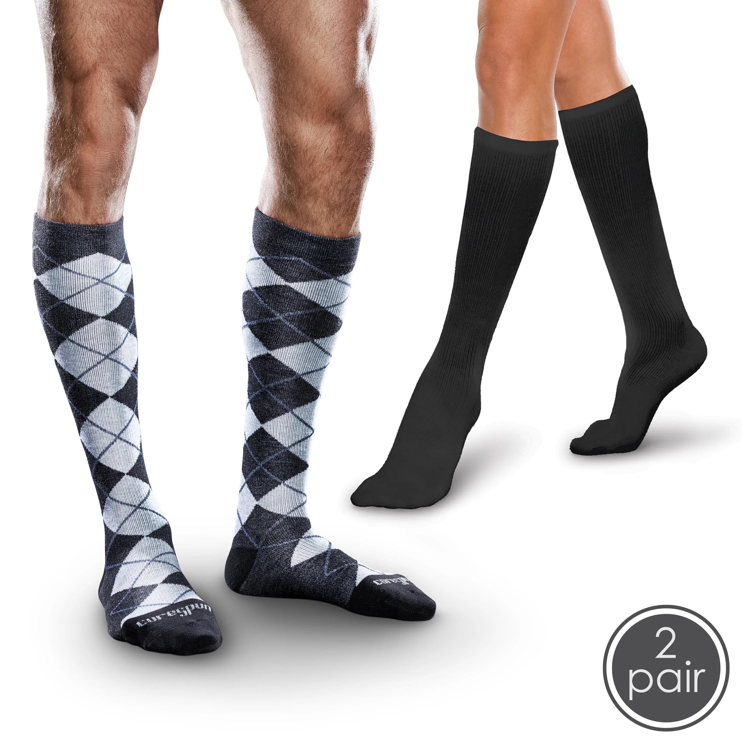 CoreSpun Mild Support Compression Socks 2 Pack, 1520mmHg