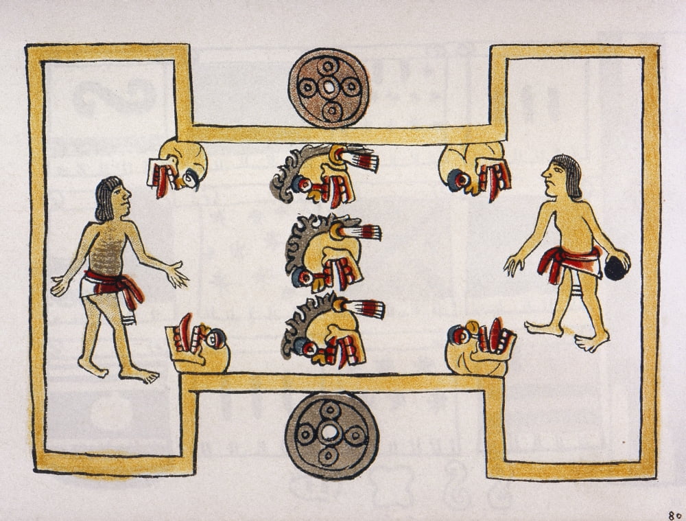 Aztec Ball Game Nmanuscript Illumination Of An Aztec Ball