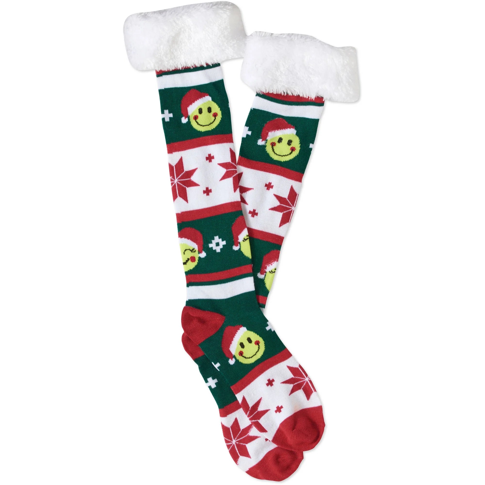 Christmas Knee High Sock with Faux Fur