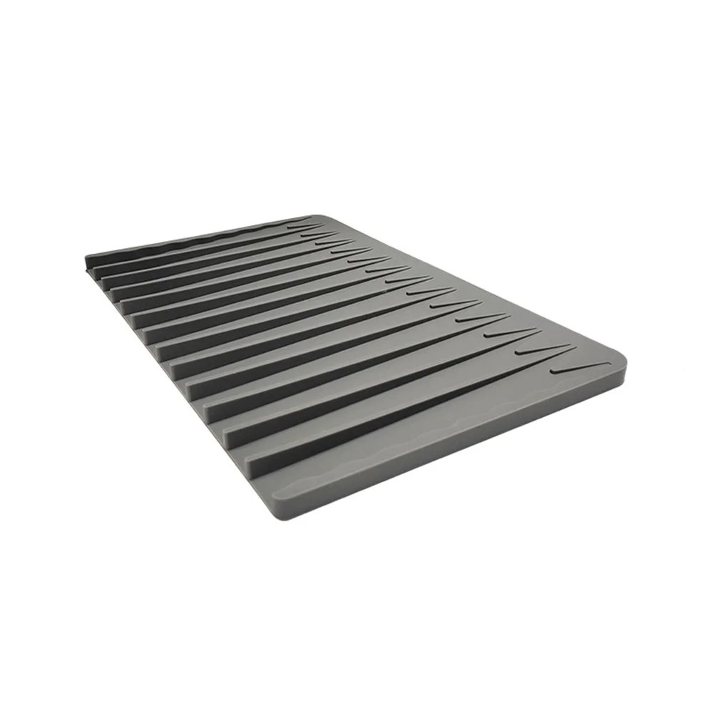 Silicone Dish Drying Mat with Builtin Drain Lip Hygienic Drying Pad