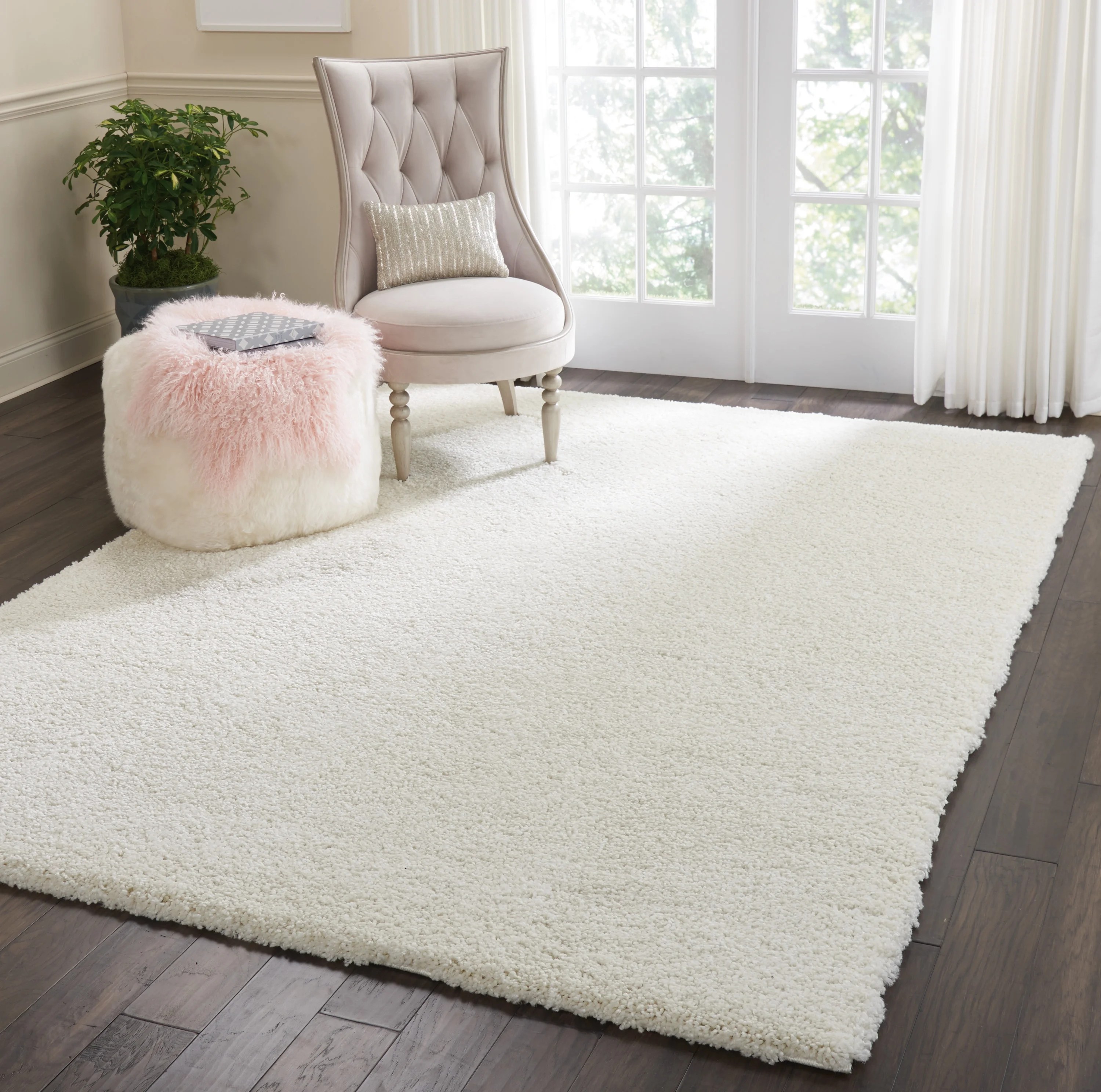 Malibu Shag Solid Ivory Area Rug