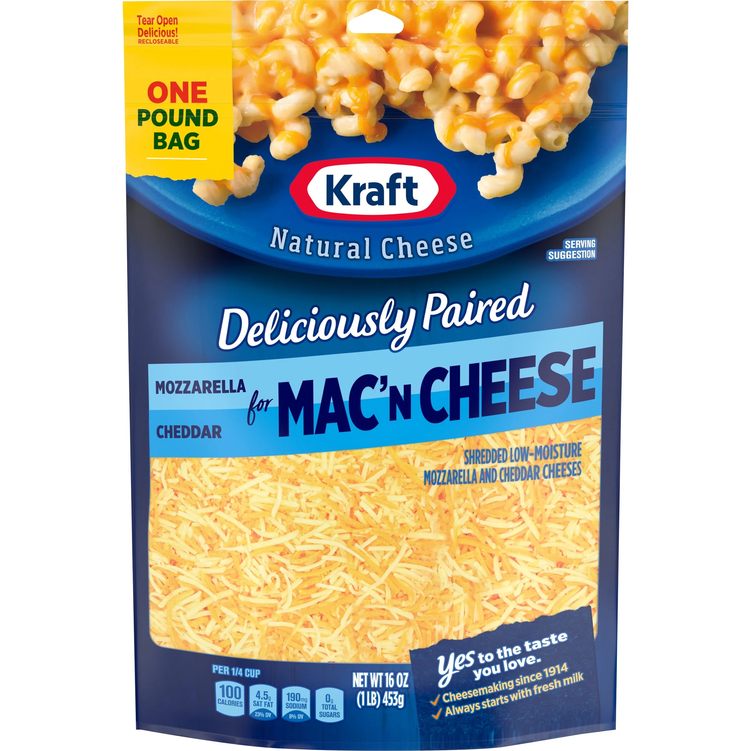 Kraft Deliciously Paired Mozzarella & Cheddar Shredded Cheese for Mac