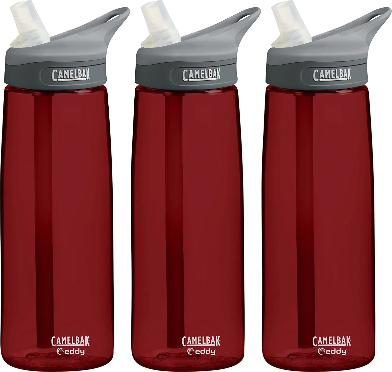 3 Pack CamelBak eddy Water Bottle, 25oz Cardinal Red