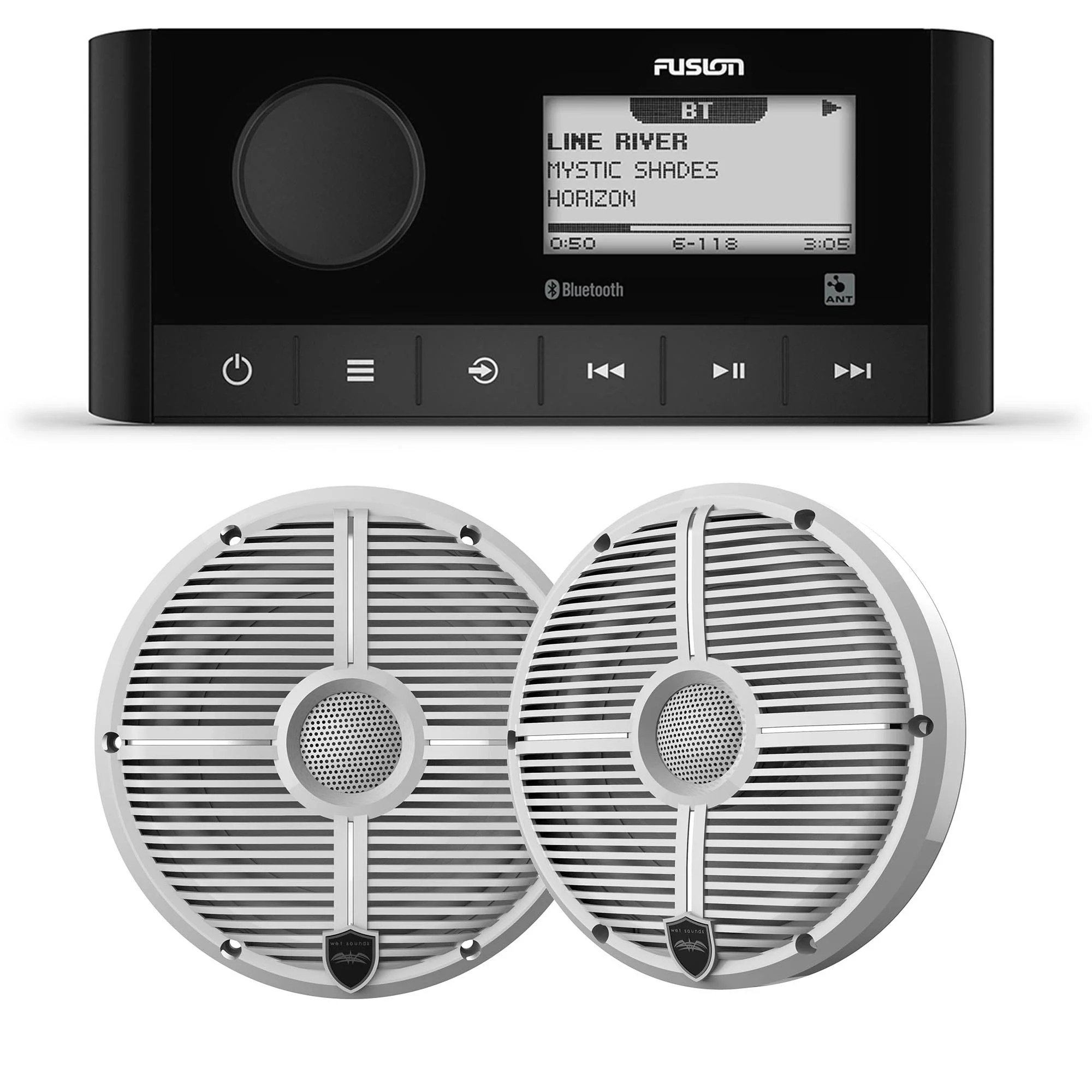 Fusion MSRA60 Marine Stereo With 1 Pair of Wet Sounds RECON6XWW 6.5