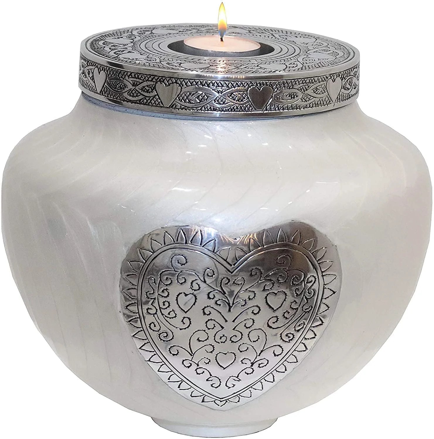RUZIOON Cremation Urns for Human Ashes Adult White Candle Cremation Urn Keepsake urn