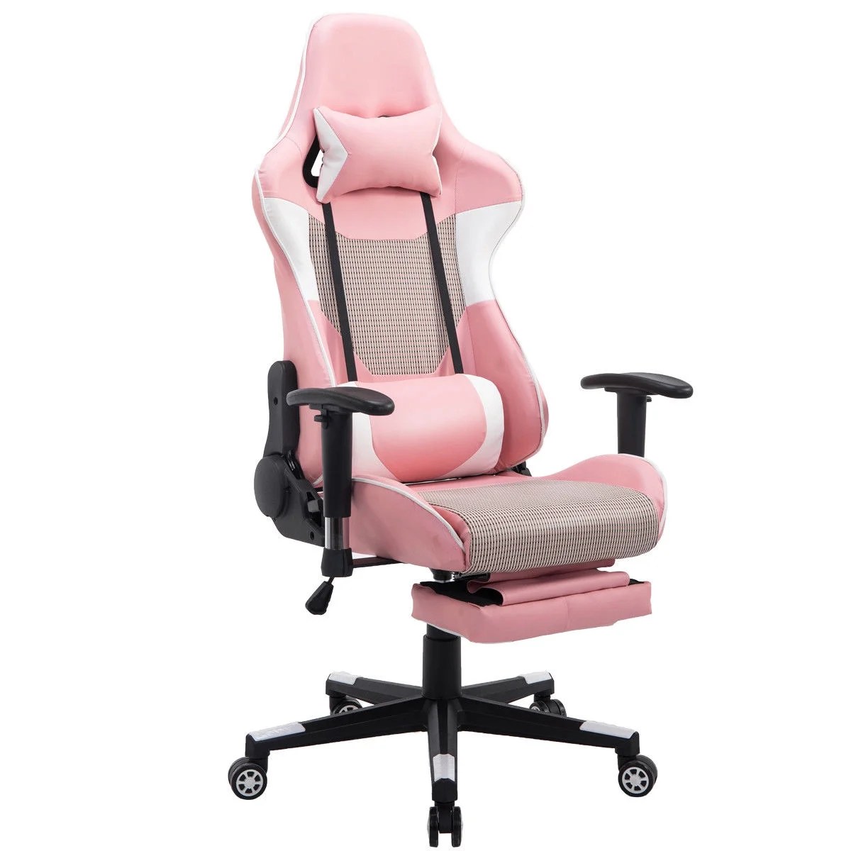GHP 330Lbs Capacity White & Pink Adjustable Height Swivel GHP 330Lbs Capacity White & Pink Adjustable Height Swivel
