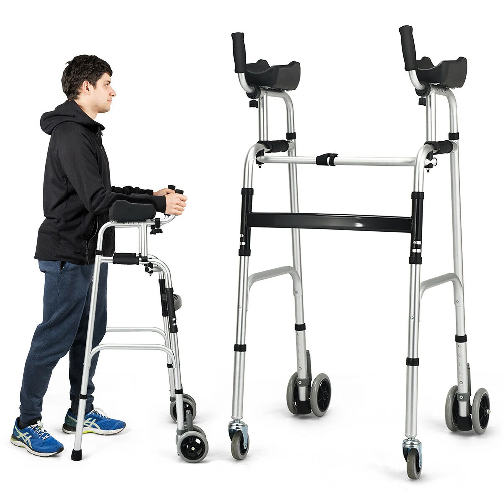 Costway Foldable Standard Walker Aluminum Alloy Walking Frame w