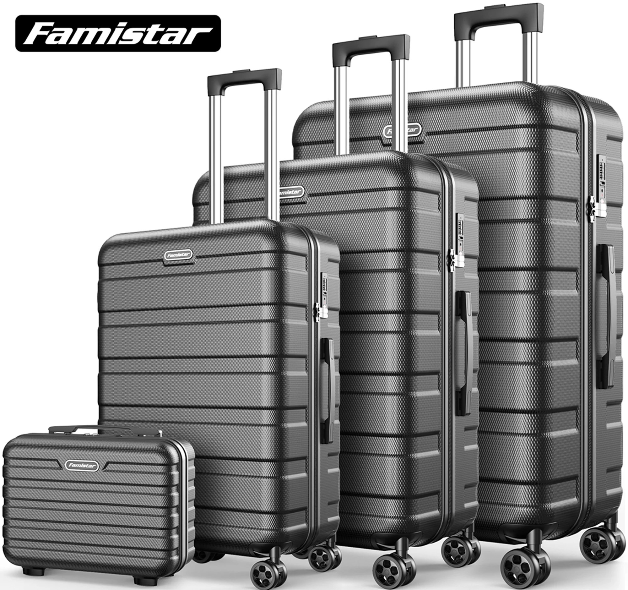 Famistar Carry On Luggage Suitcase Set 4 Piece ABS Hardshell Luggage