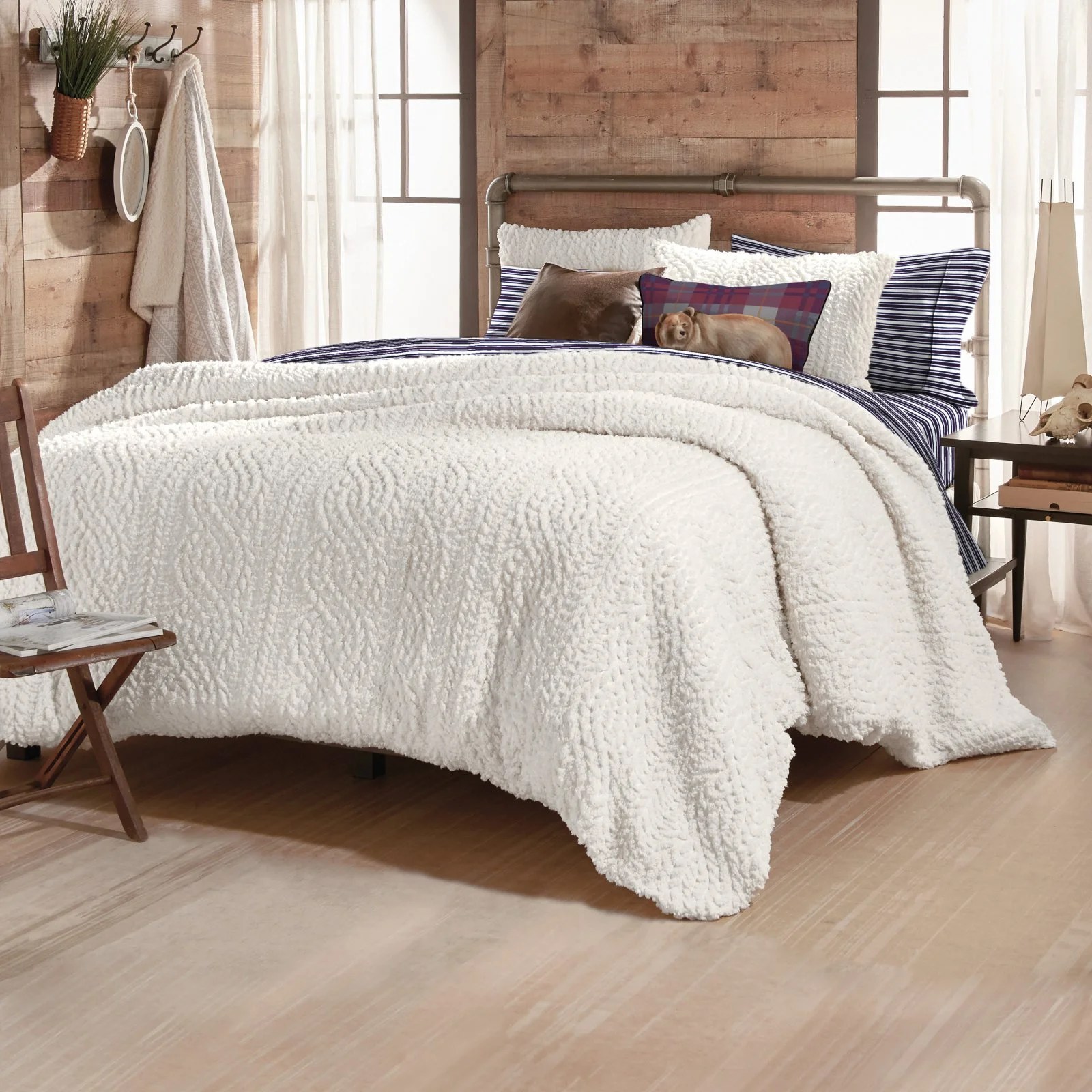 Cable Knit Pinsonic Sherpa Comforter Set by G.H. Bass