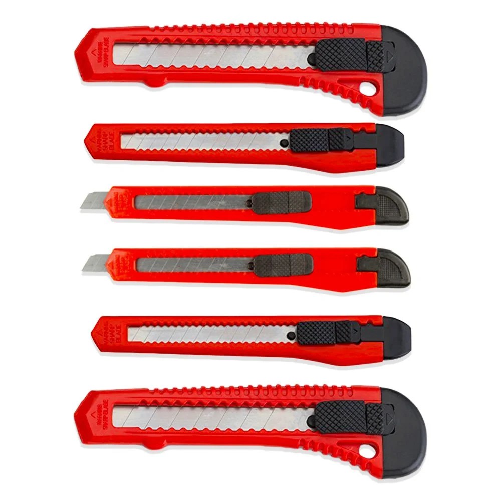 Heavy Duty Box Cutter/Utility Knife Pack Set of 6 Retractable Box