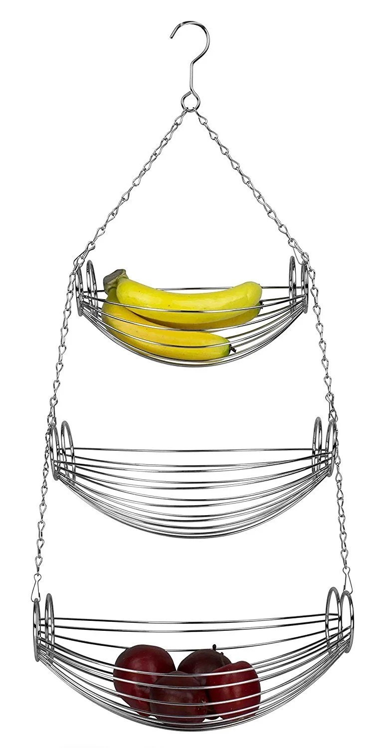 3Tier Hanging Basket Hammock (Chrome), Sturdy wired 3