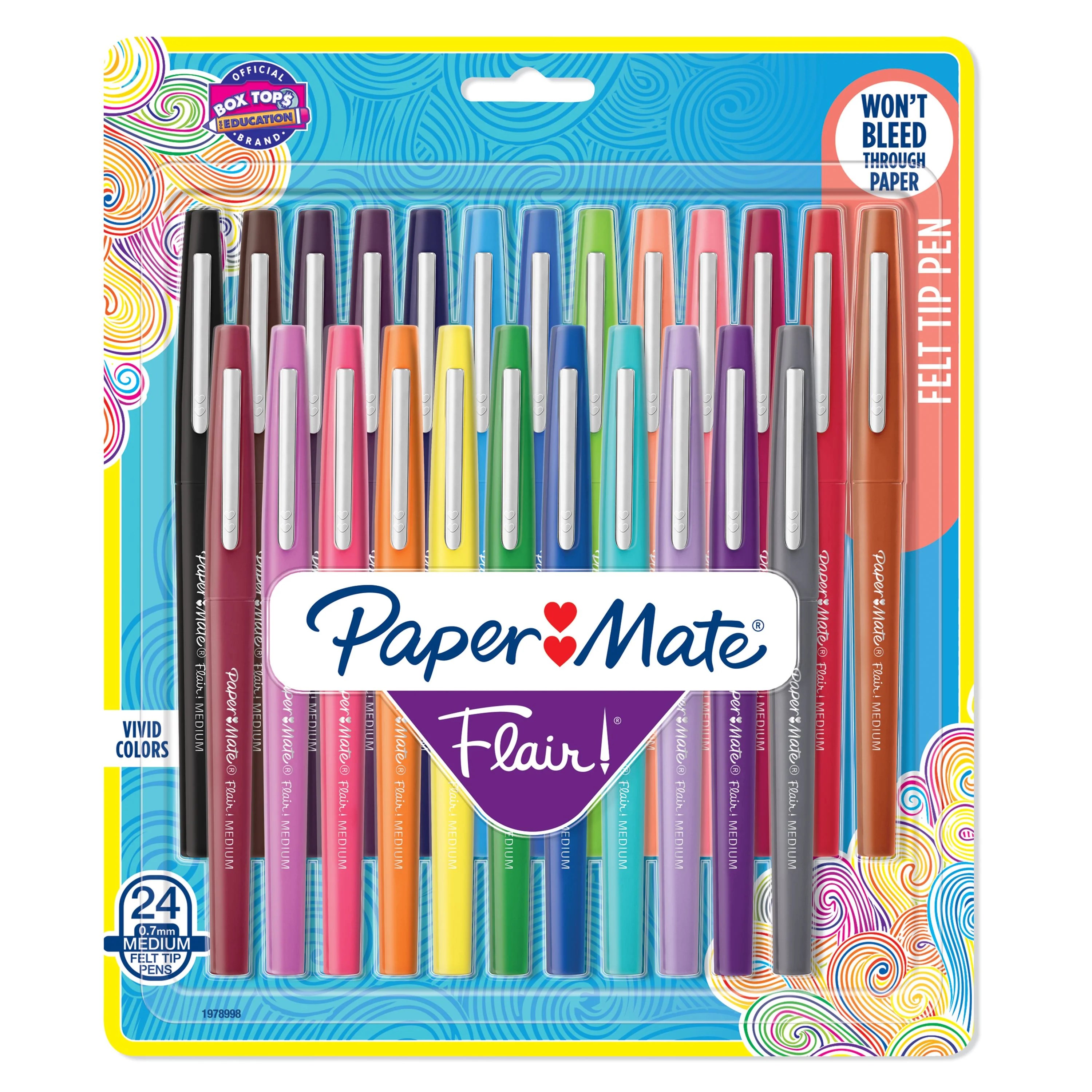 Paper Mate Felt Tip Pens, Medium Point, Assorted Color, 24 Count
