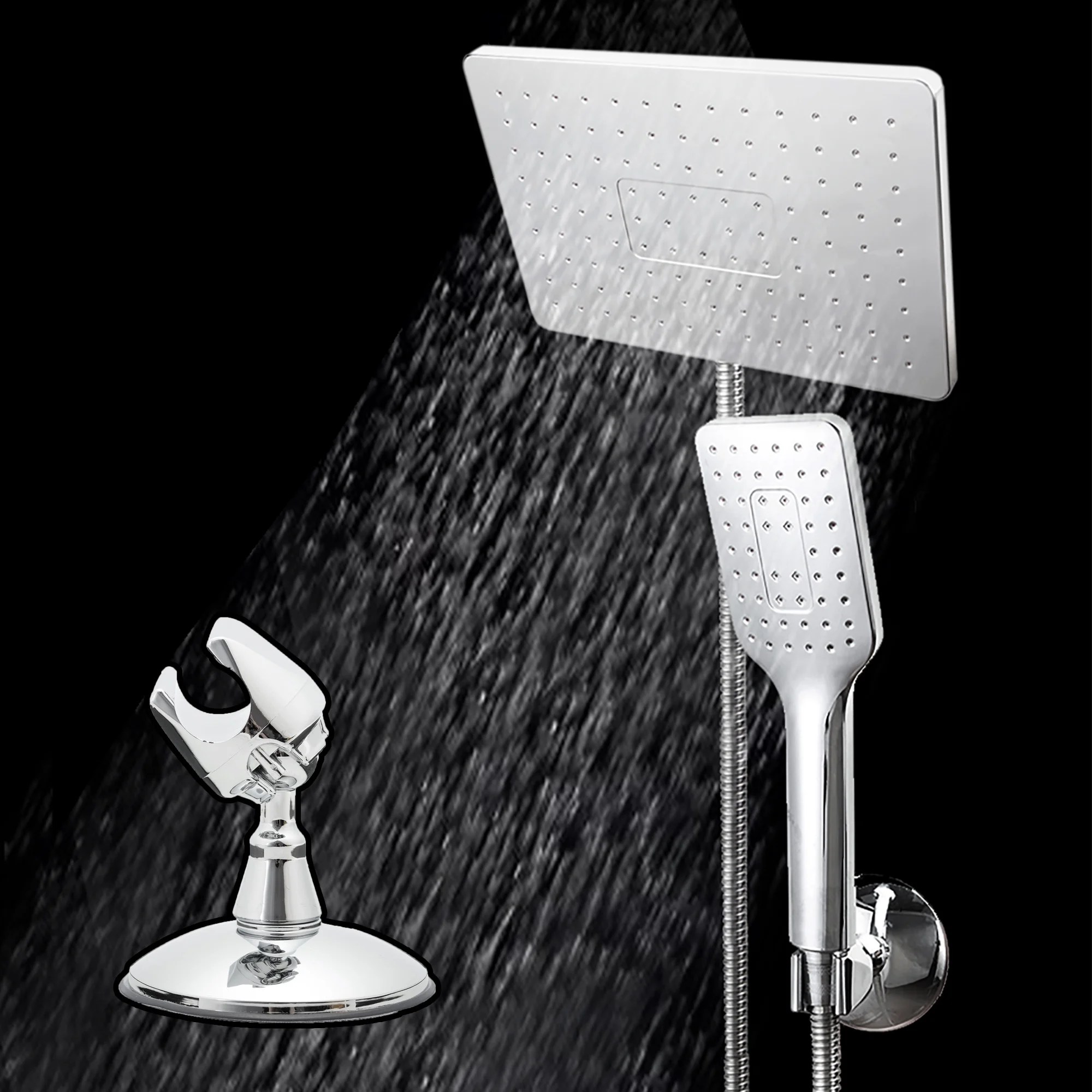 NK HOME Adjustable 9x12 Inch Square Shower Head with PushControl