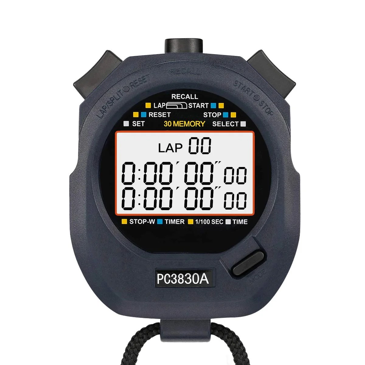 Stopwatch Professional Timer 3 RAW 30 Lap Split Memory with Digital Extra Large Screen for