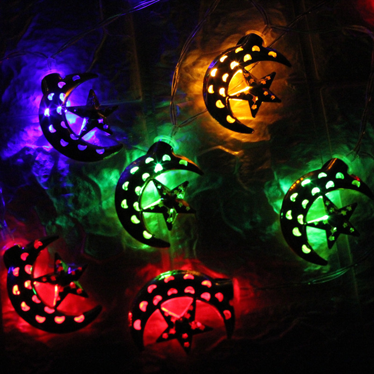 10Pcs Ramadan LED Light Multicolor Lamp Mubarak Fairy String Lights