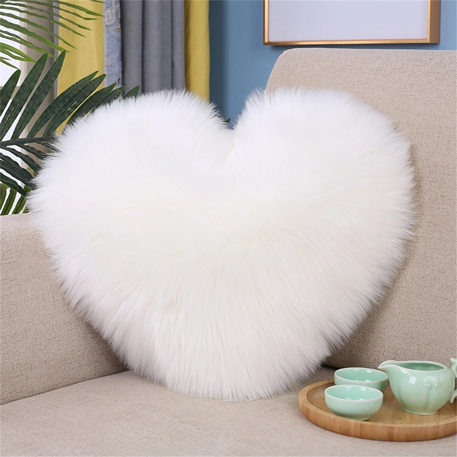 Sunjoy Tech Faux Fur Pillow Cover Decorative Fluffy Throw Pillow