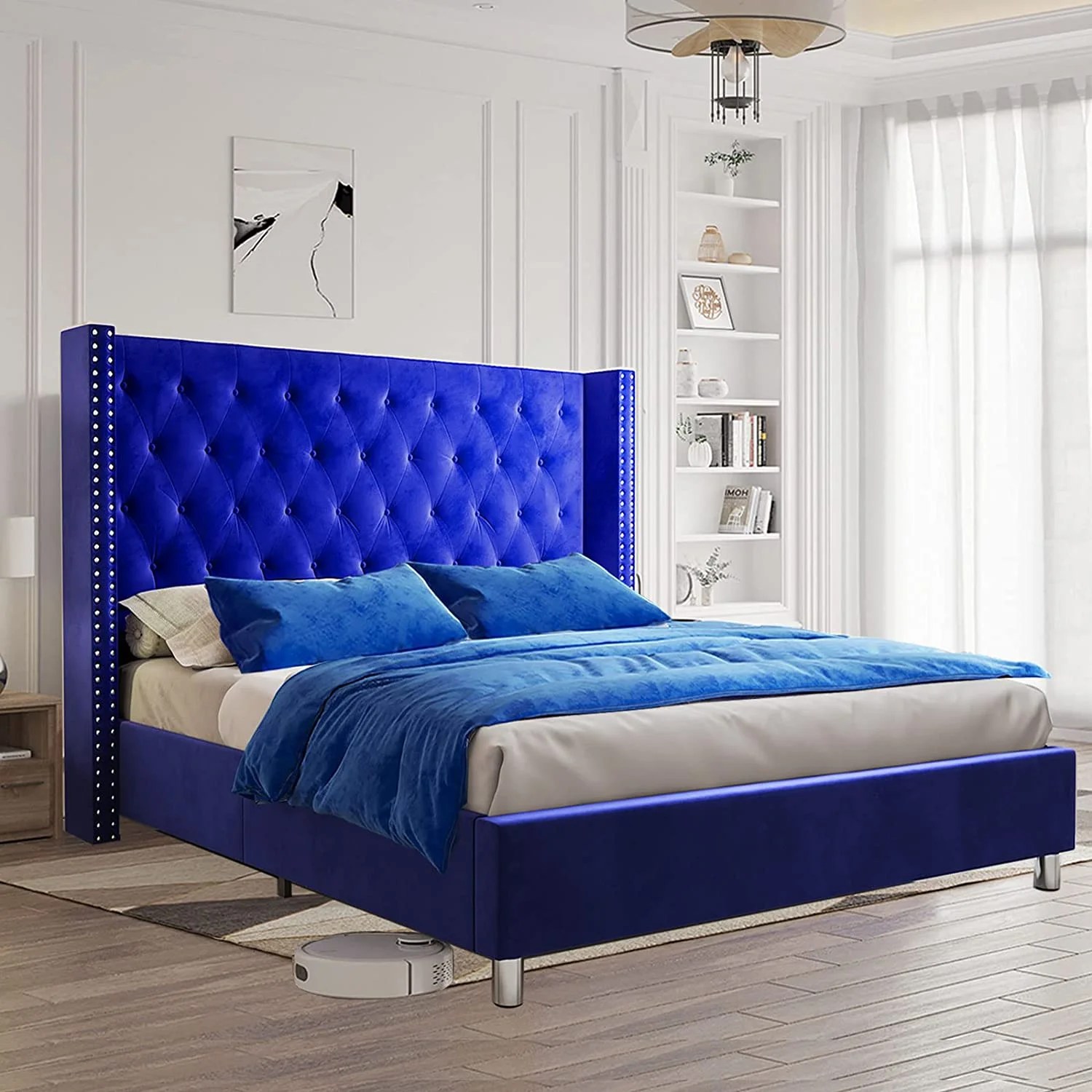 Jocisland King Bed Frame Low Profile Platform Bed Upholstered Bed Frame