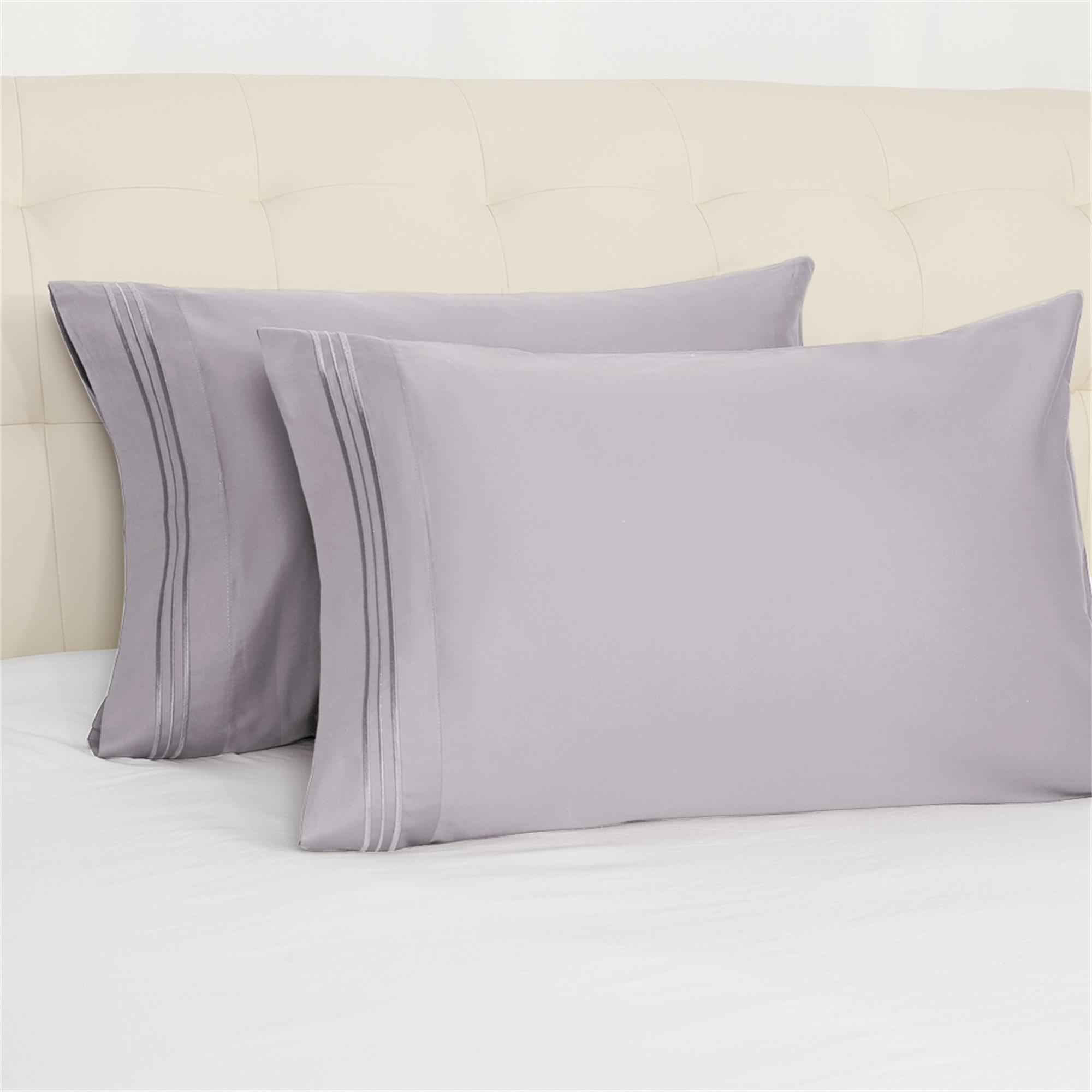 PiccoCasa LongStaple Cotton Pillow Cases Set of 2 Pale Purple Standard