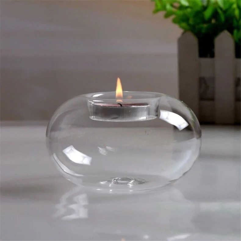 8/10/12CMCrystal Round Hollow Glass Candle Holder Wedding Candlestick