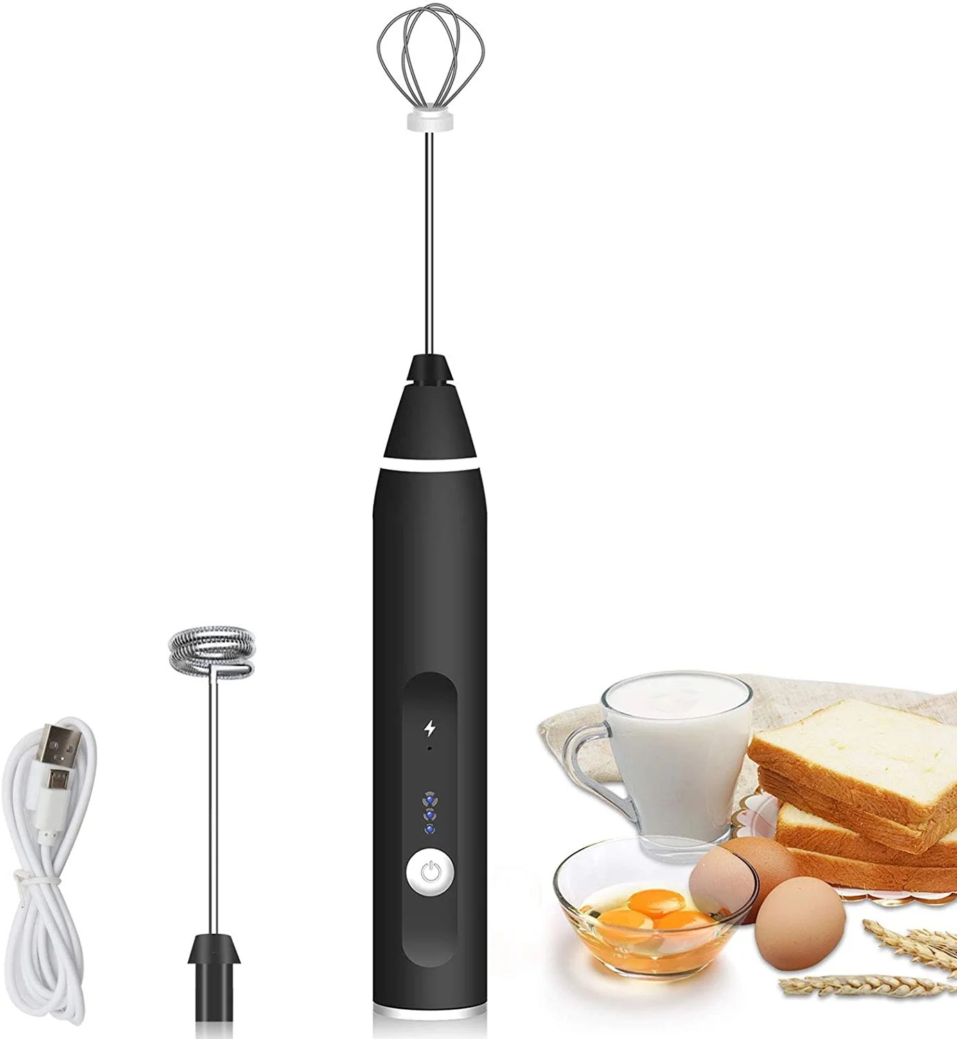 【送料関税無料】 Milk Frother Handheld With 3 Heads, Coffee Whisk Foam Mixer