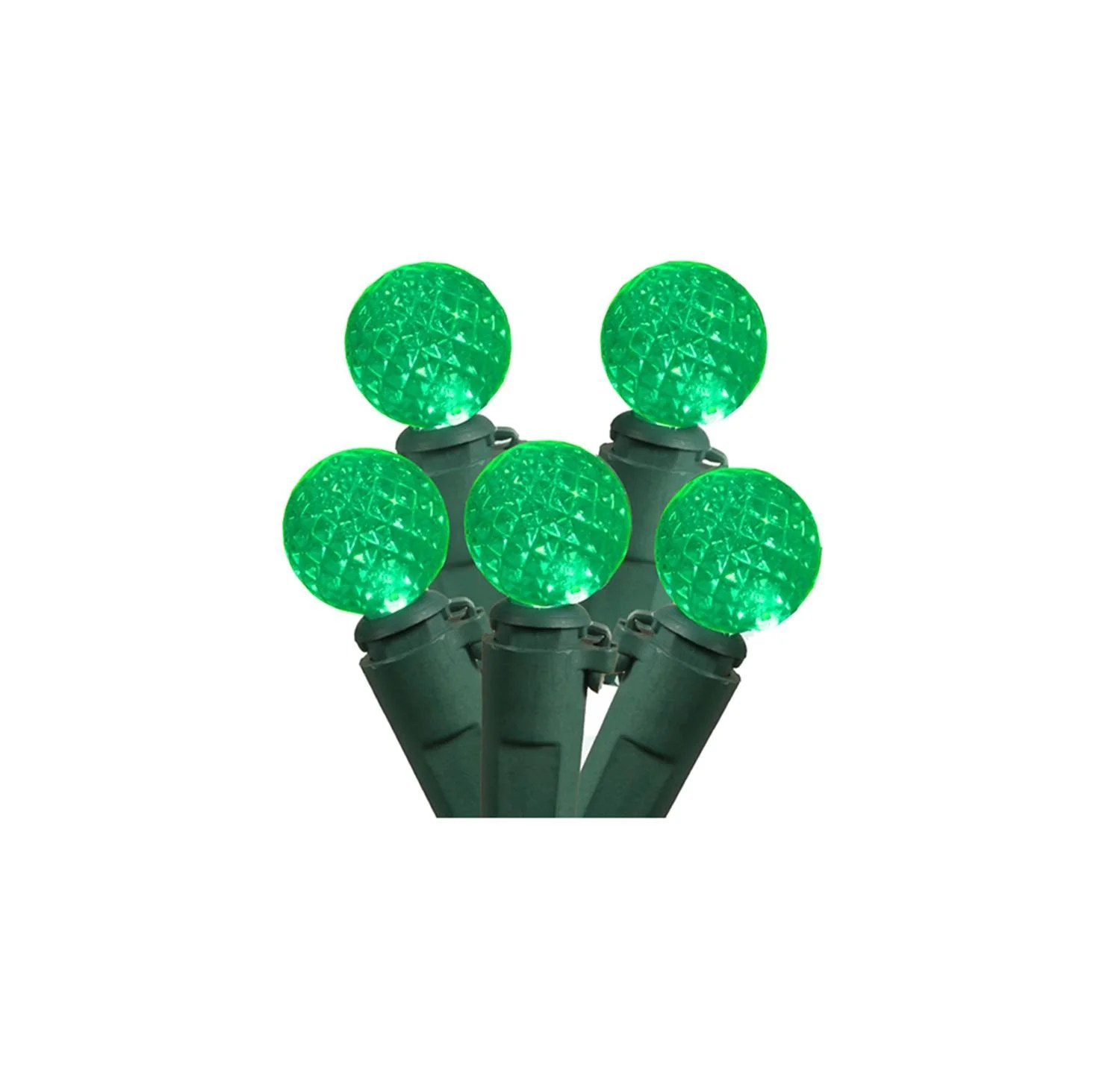 Set of 50 Green LED G12 Berry Christmas Lights 4” Bulb Spacing Green