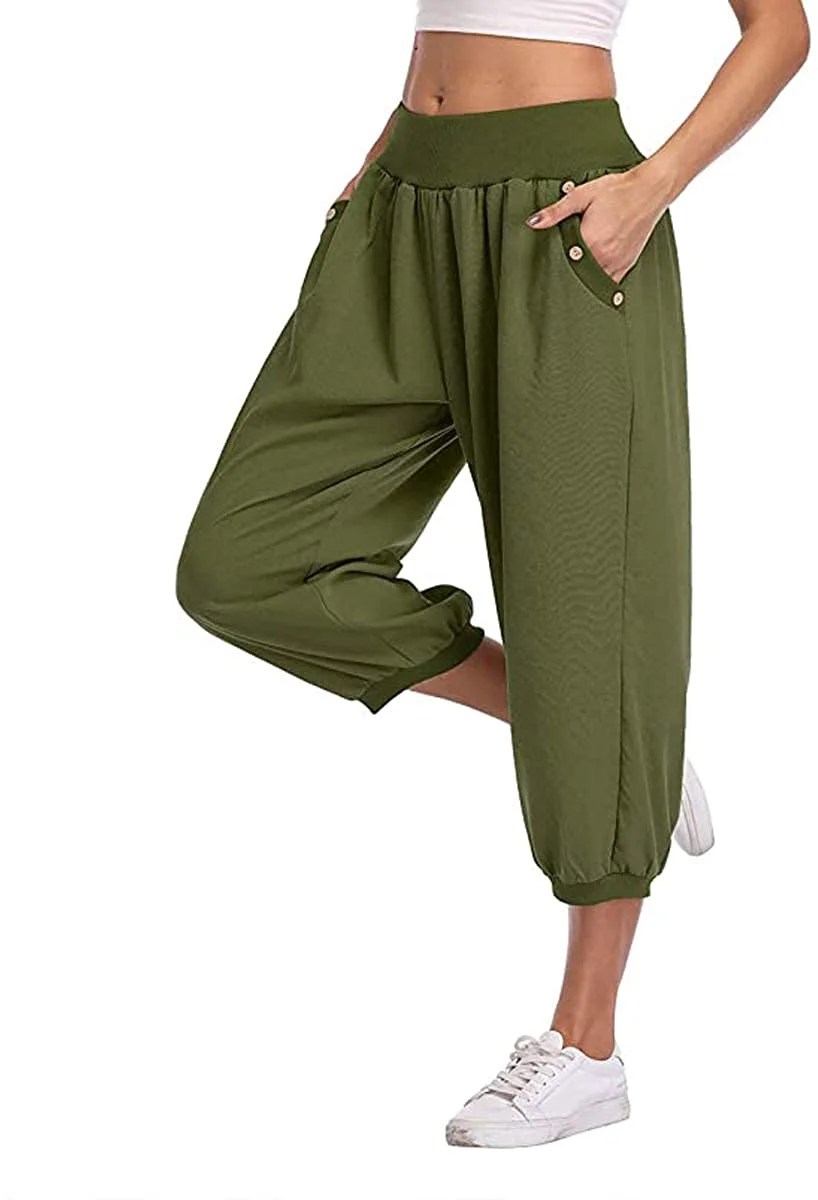 Dilgul Dilgul Women's Harem pants Loose Fit Capri Pants Jogger Dilgul Dilgul Women's Harem pants Loose Fit Capri Pants Jogger