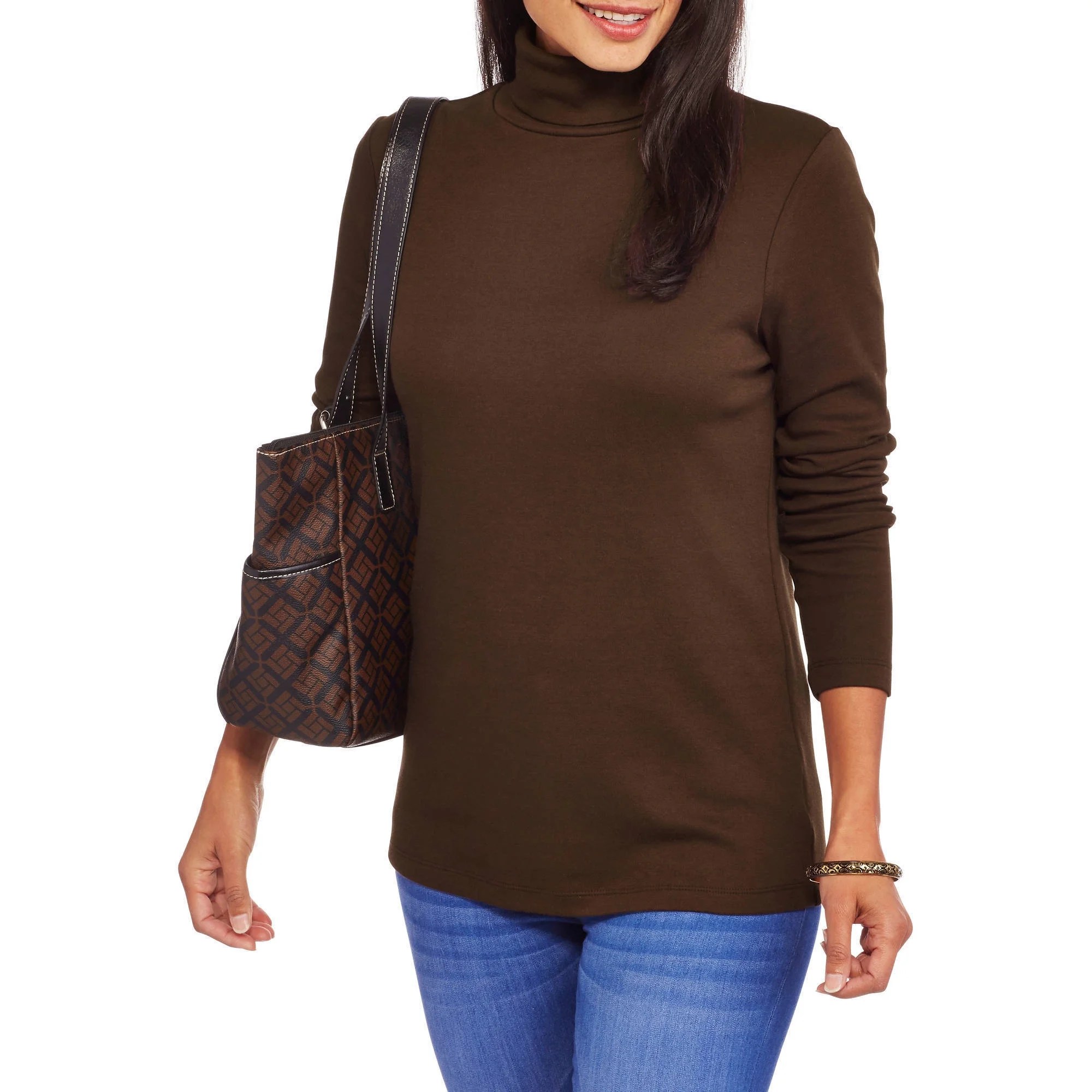 White Stag Womens Basic Long Sleeve Turtleneck TShirt