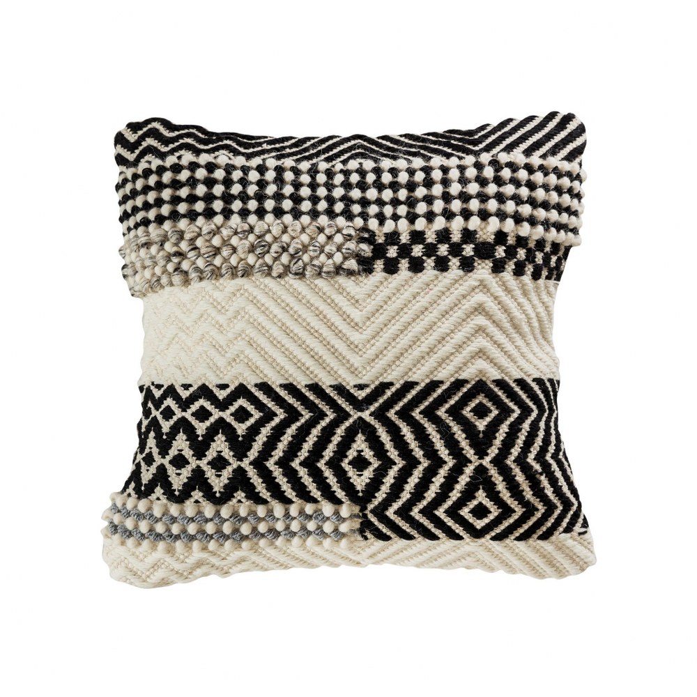Black and Cream Multi Textured Pillow Cover 20x20inch Pillow Cover