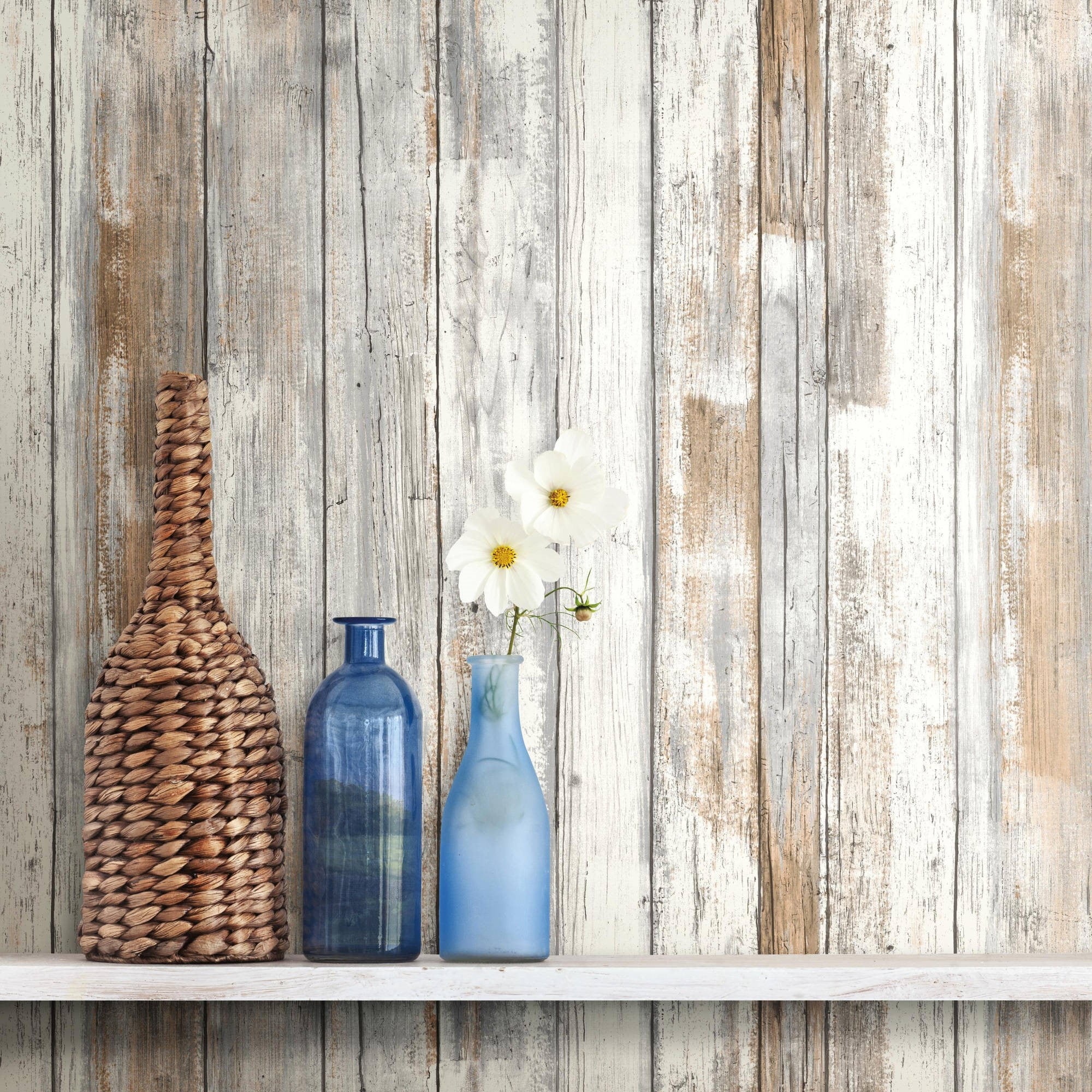 RoomMates Distressed Wood Peel and Stick Wall Décor