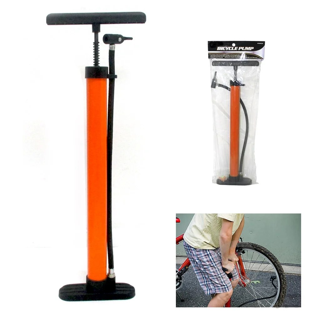 Bicycle Floor Pump Metal Hand Foot Air Bike Tire Shrader Valve 60 PSI