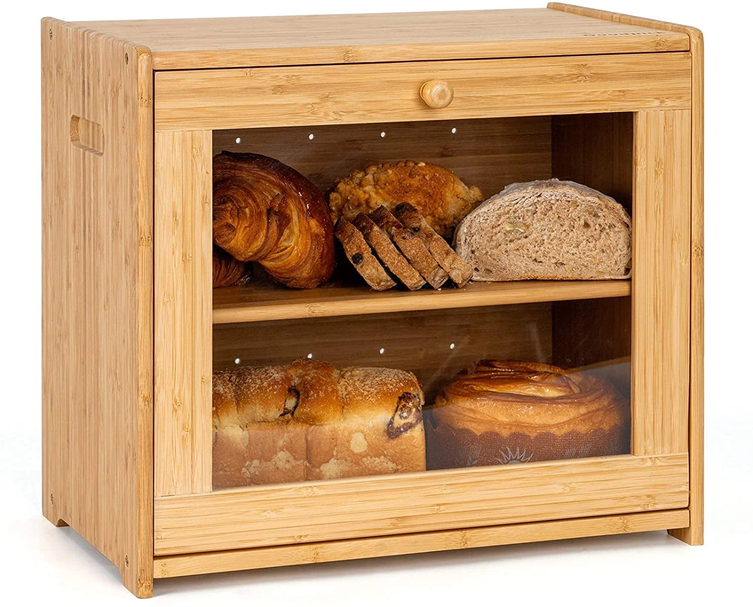 ZC5HAO Large Bread Box Wood Bread Boxes for Kitchen Countertop Shelf