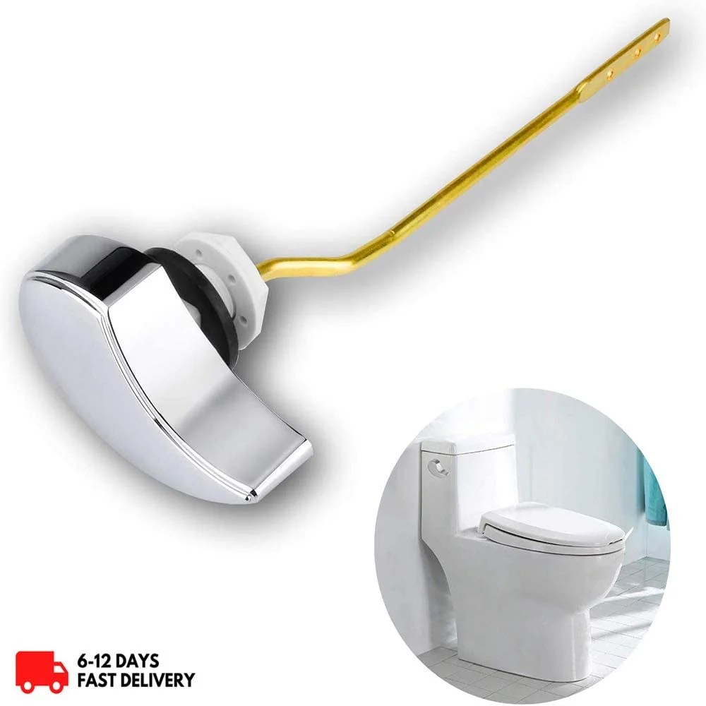 Chrome Toilet Tank Flush Lever Handle, Powerdelux Universal Side Mount