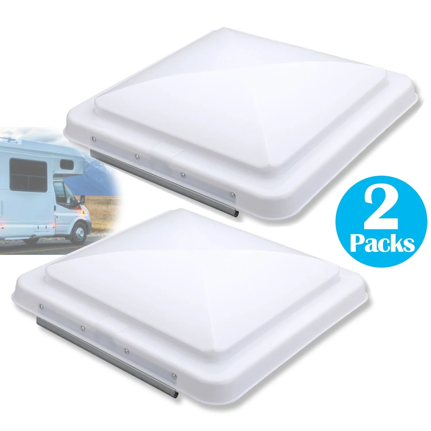 2 Packs RV Roof Vent Lid Cover Universal Replacement 14 Inch White for