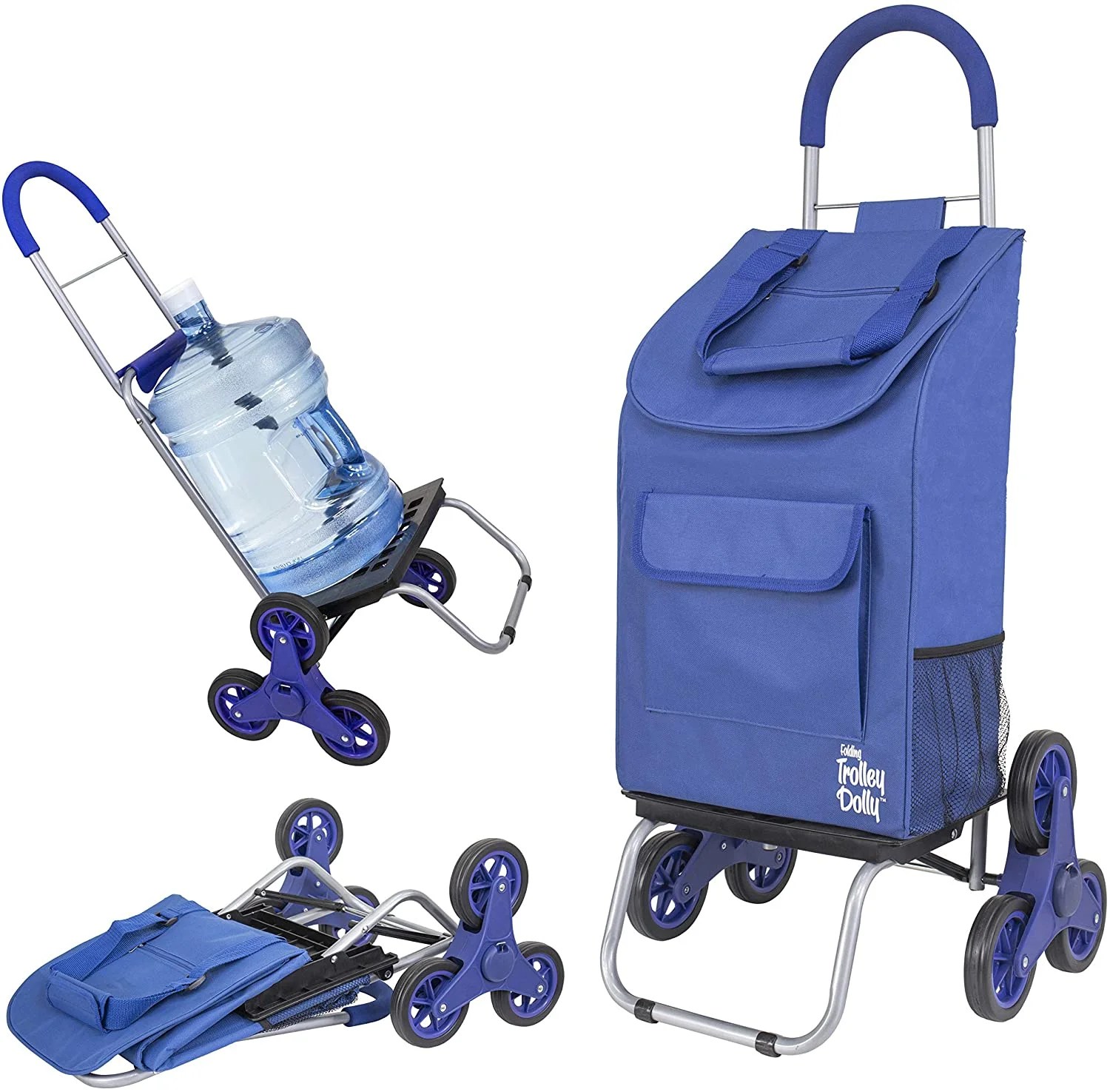 dbest products Stair Climber Trolley Dolly, Blue Shopping Grocery