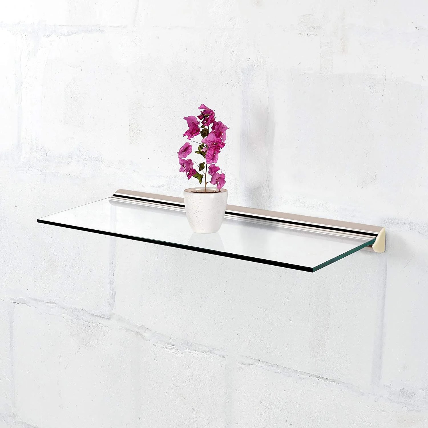 Deco Home Floating Tempered Glass Shelve 9 inch by 24 inch with Satin