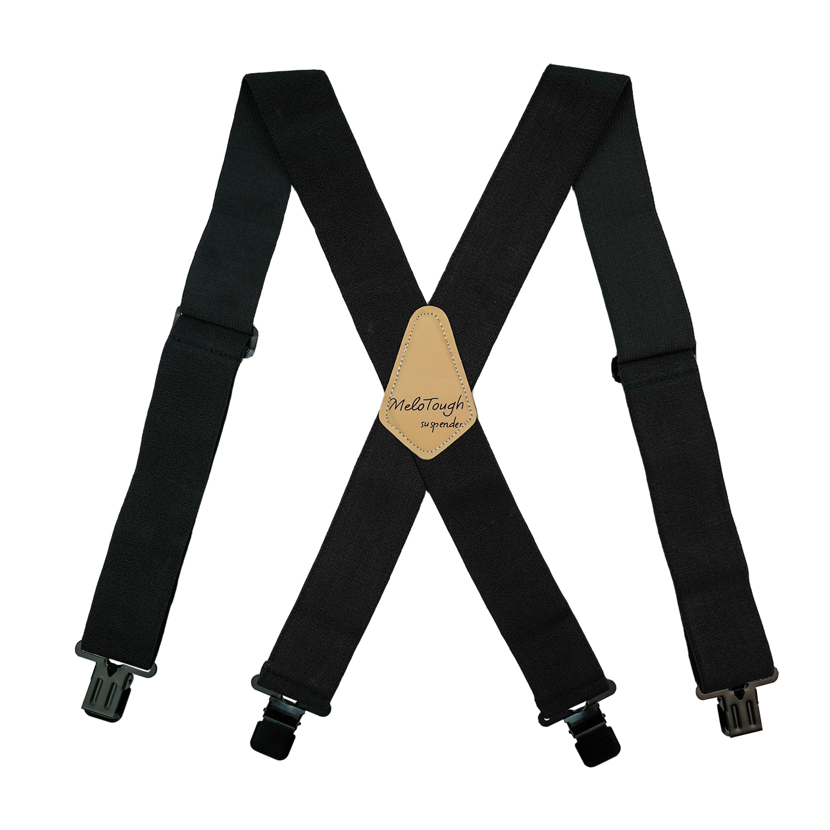 MELOTOUGH Men Suspenders Fully Elastic 2 inch Wide Black Adjustable