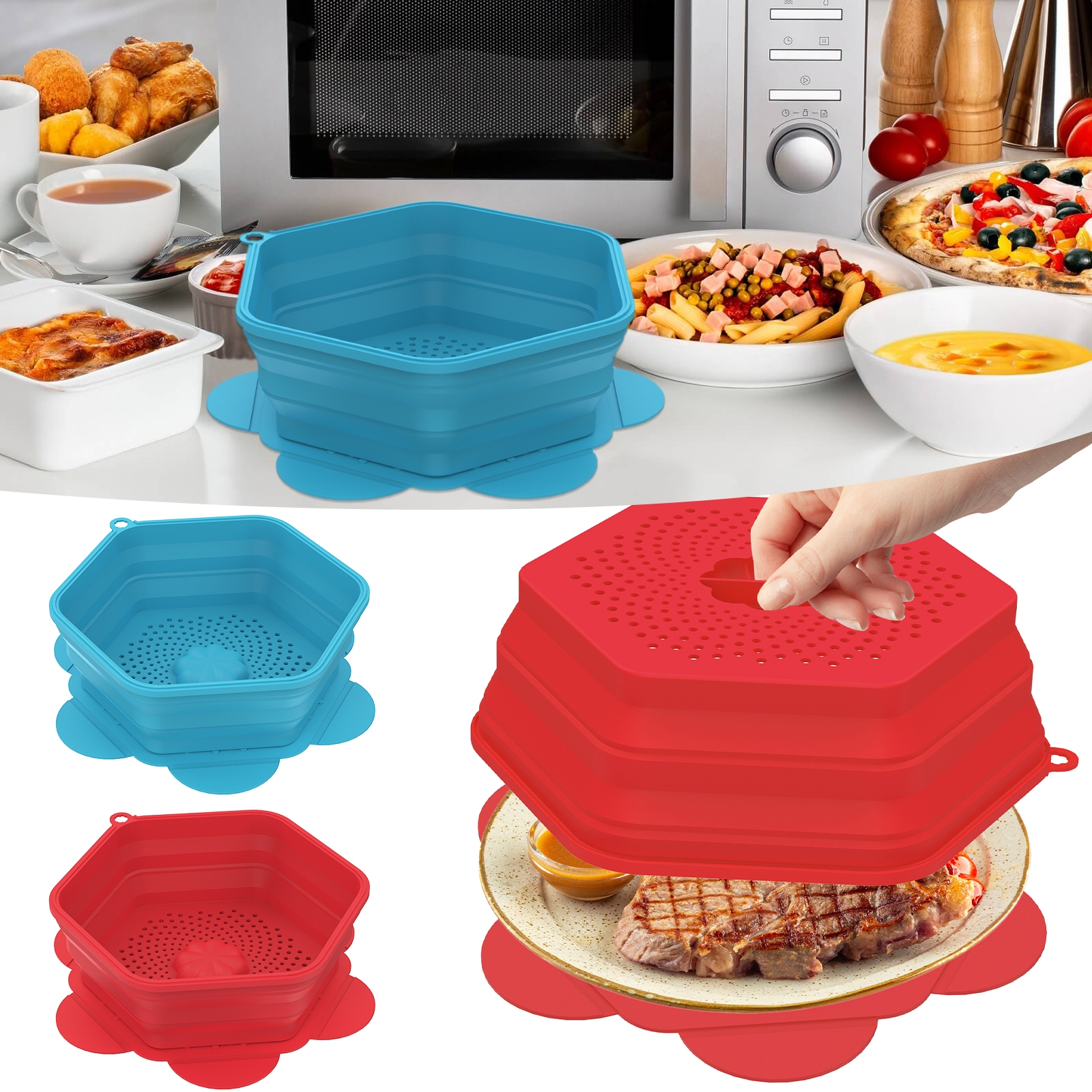 Eummy Silicone Microwave Splatter Cover Microwave Cover Foldable Multi