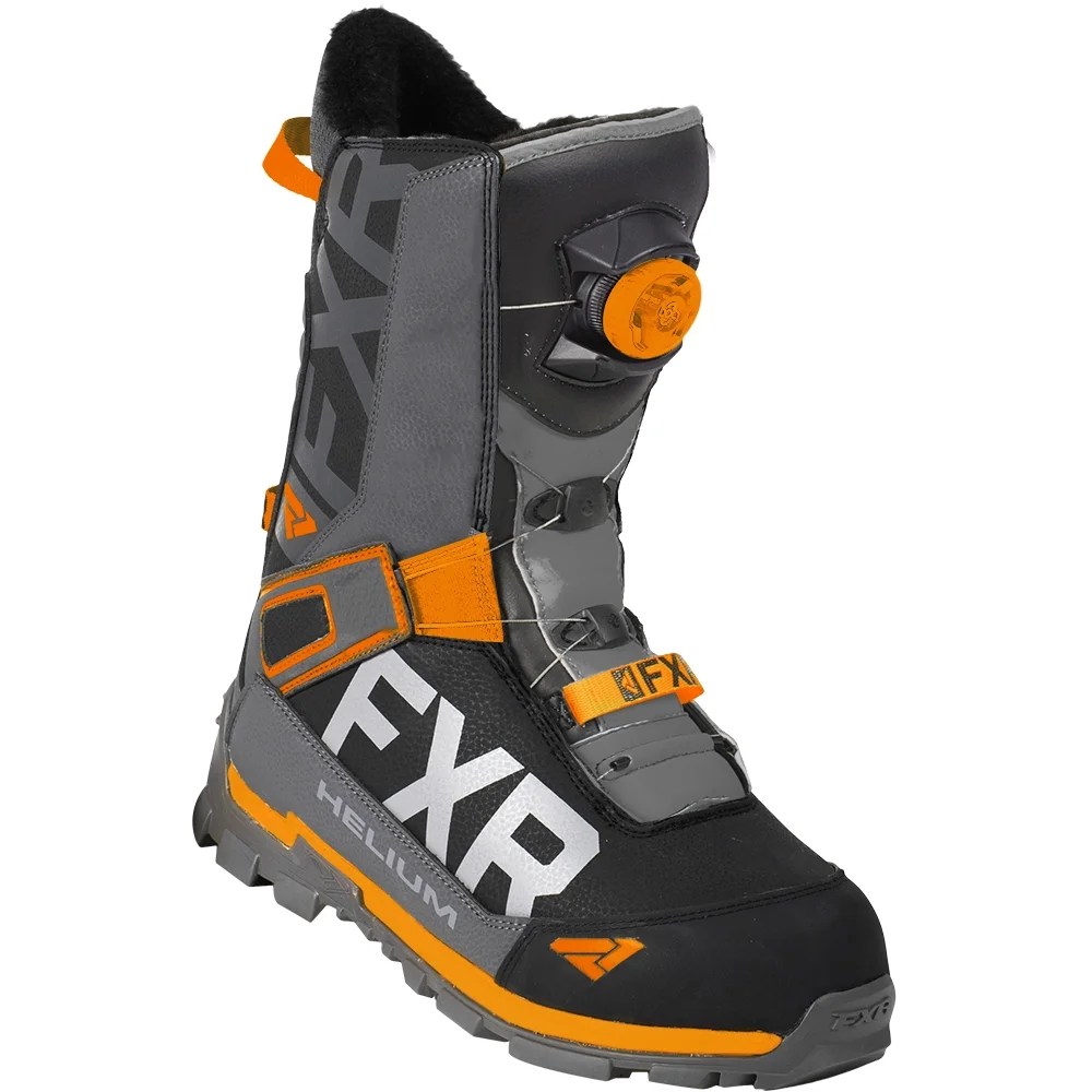 FXR Black Charcoal Orange Helium Lite BOA Boot HeavyDuty Lightweight