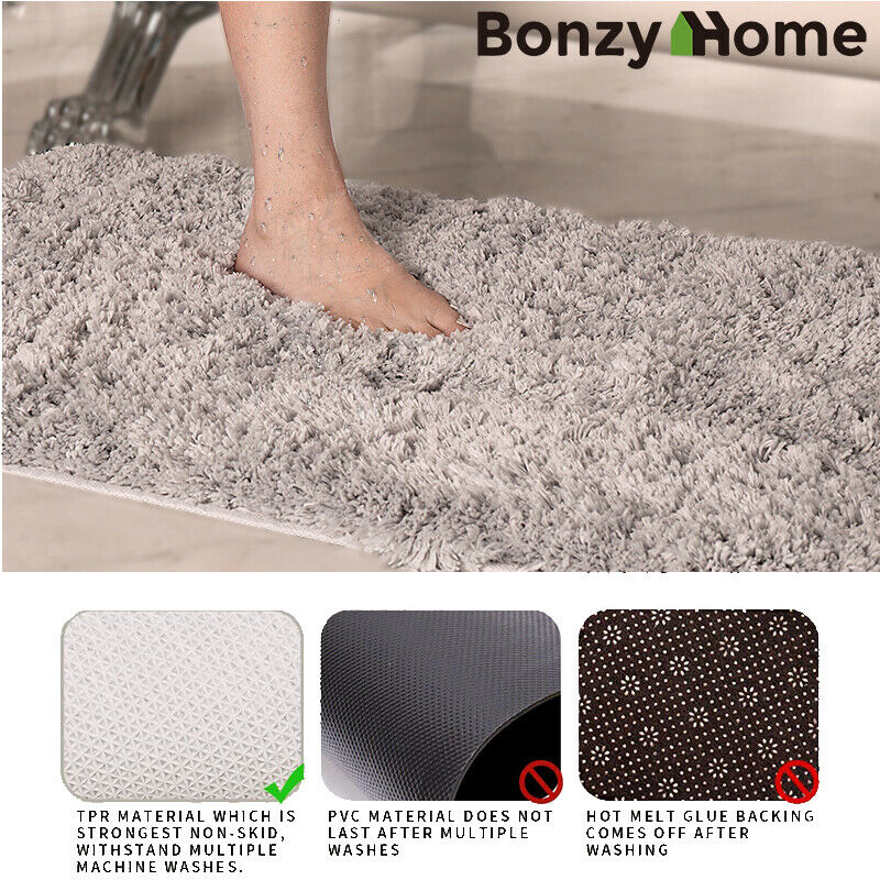 Fleece Plush Mat Bathroom Shower Rug Thick Bath Mat NonSlip Carpet
