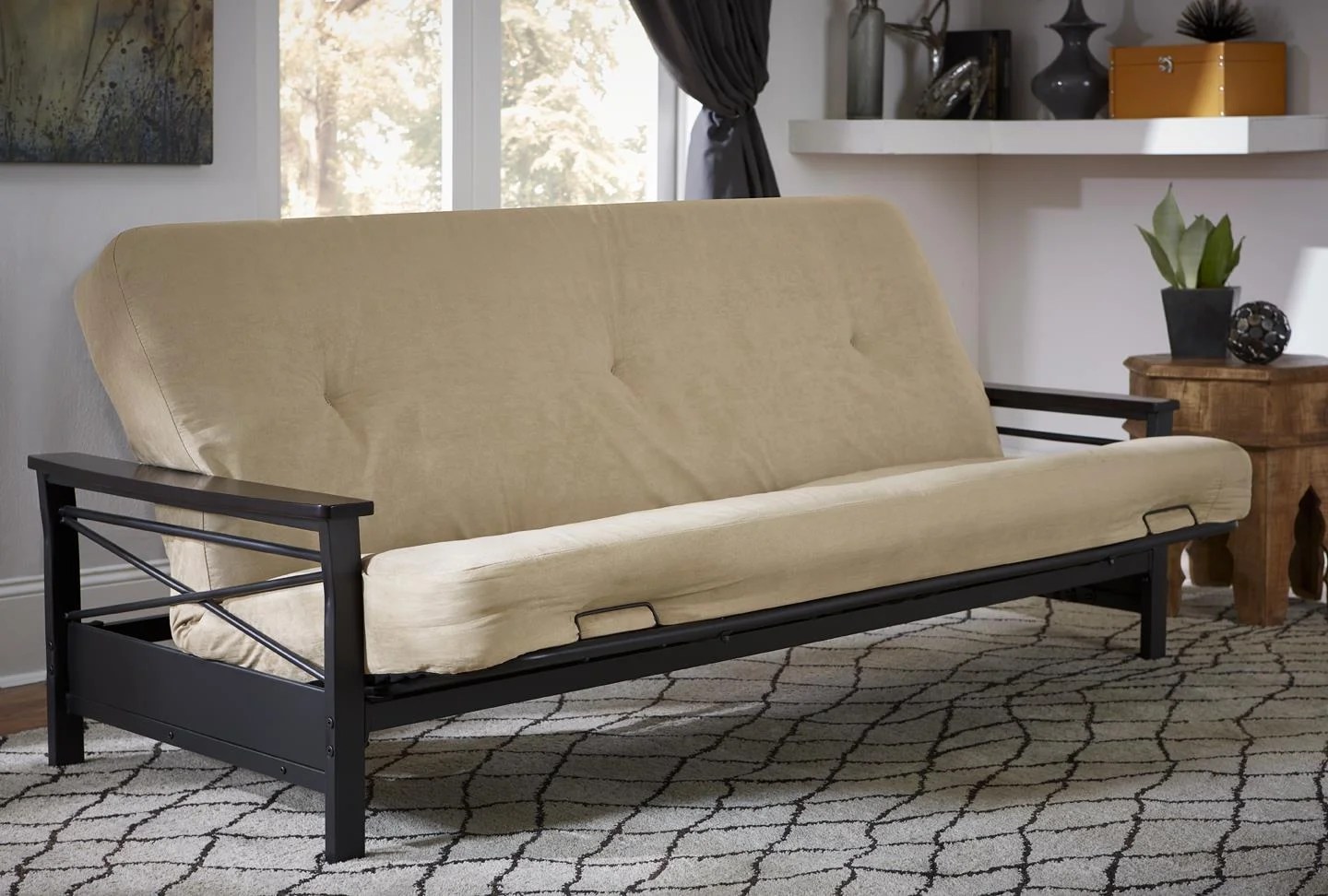DHP 6" Coil Futon Mattress, Futon Frame Not Included, Tan Microfiber