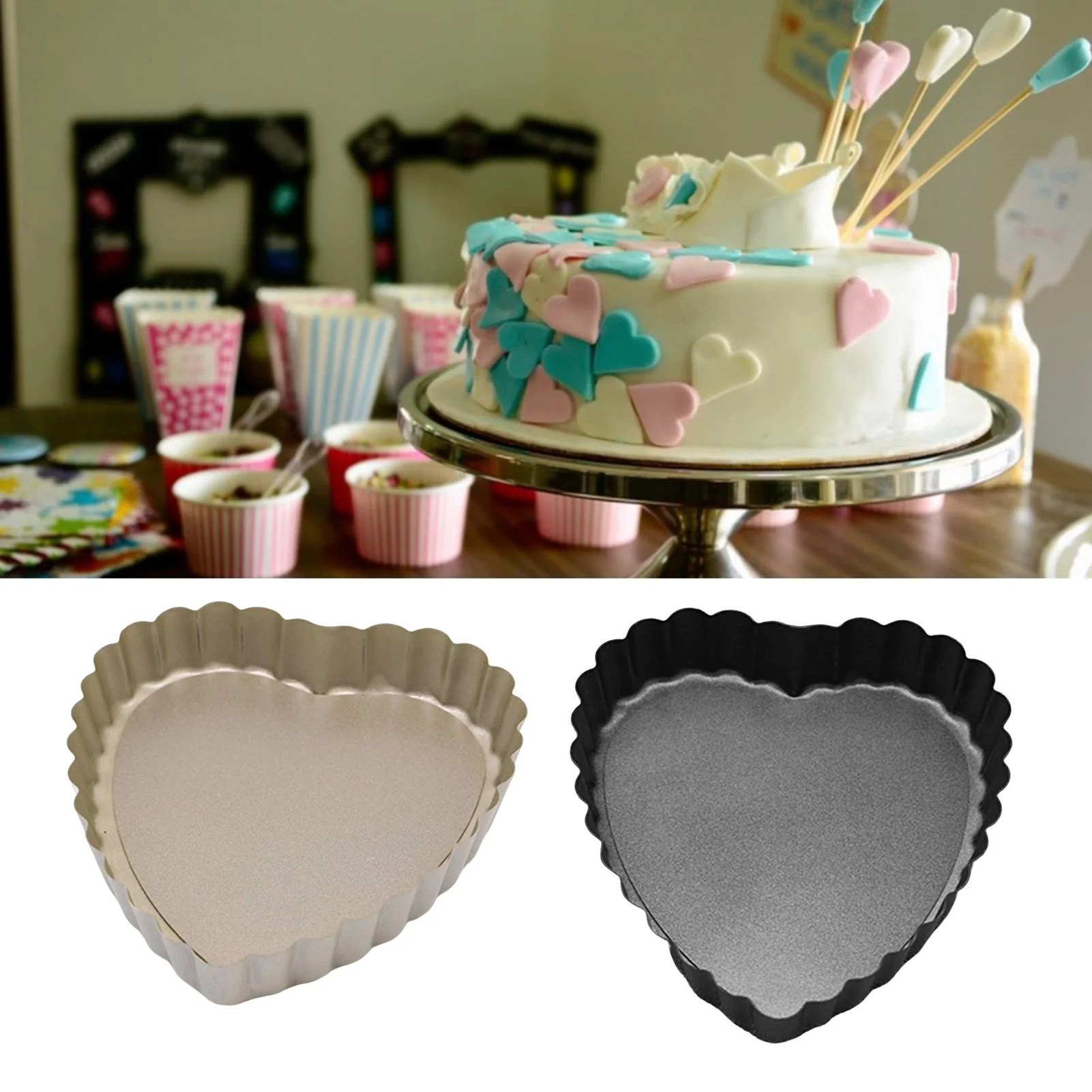 Hesroicy Heartshaped Baking Mold with Detachable Bottom for Easy