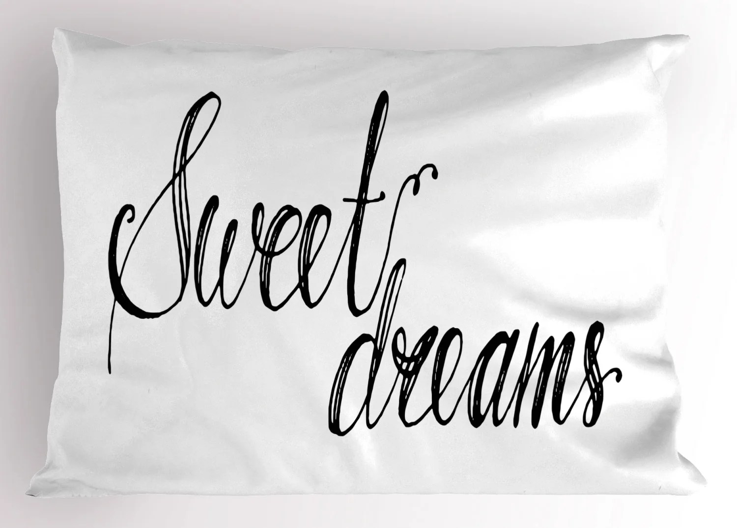 Sweet Dreams Pillow Sham Modern Calligraphy Inscription by Hand