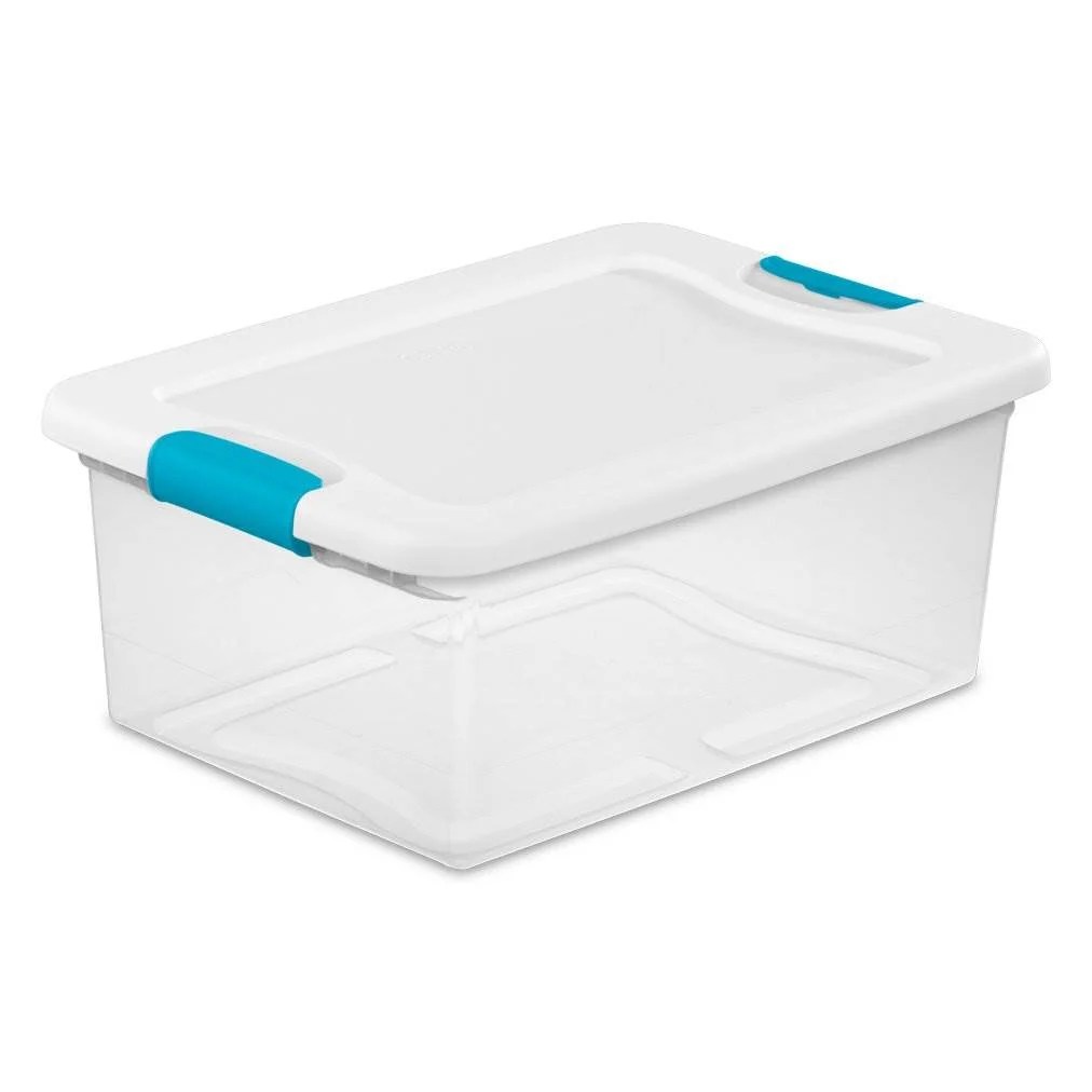 Sterilite 15 Quart Clear Plastic Stackable Storage Tote Container (108