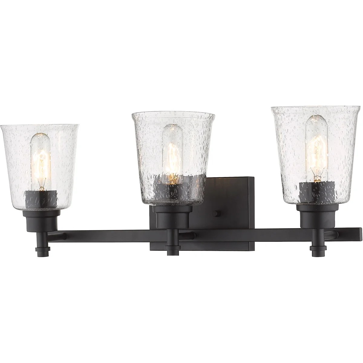 Bathroom Vanity 3 Light Fixtures With Matte Black Finish Steel Material