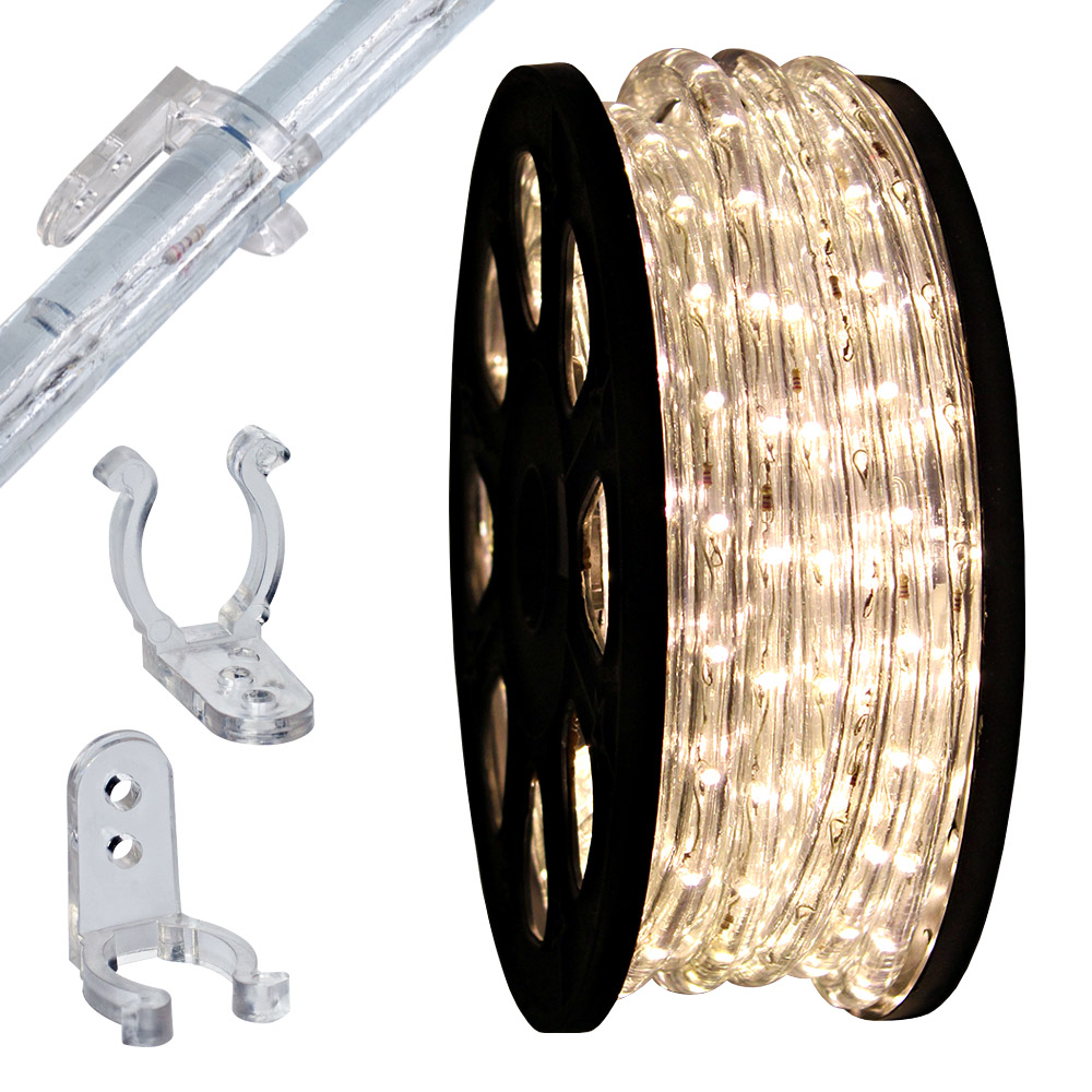 50' Warm White LED Rope Light 2Wire Flexible Home Decorative & 50