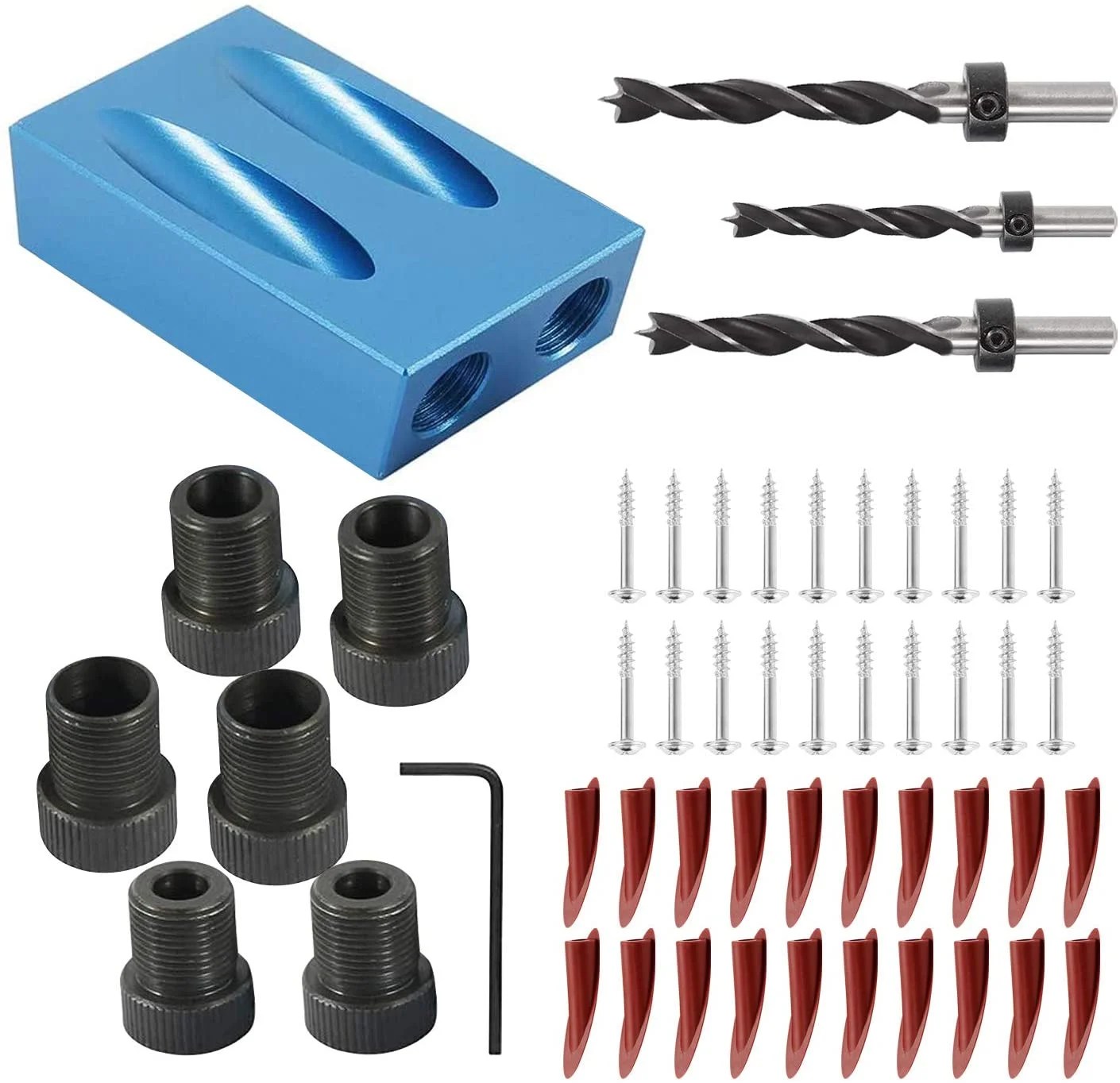 Pocket Hole Jig, 15 Degree Stud Drill Bit kit, Woodworking Carpentry Guides, Joint Angle Tool