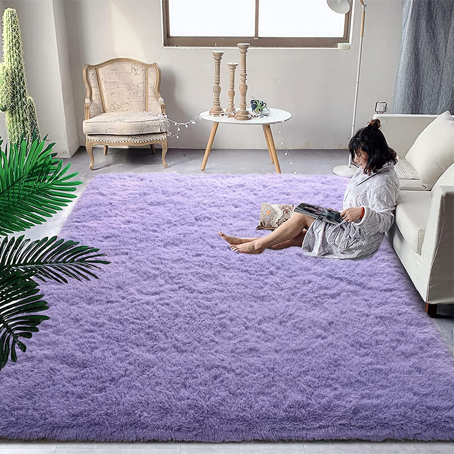 Lochas Soft Shag Carpet Fluffy Rug for Living Room Bedroom Big Area